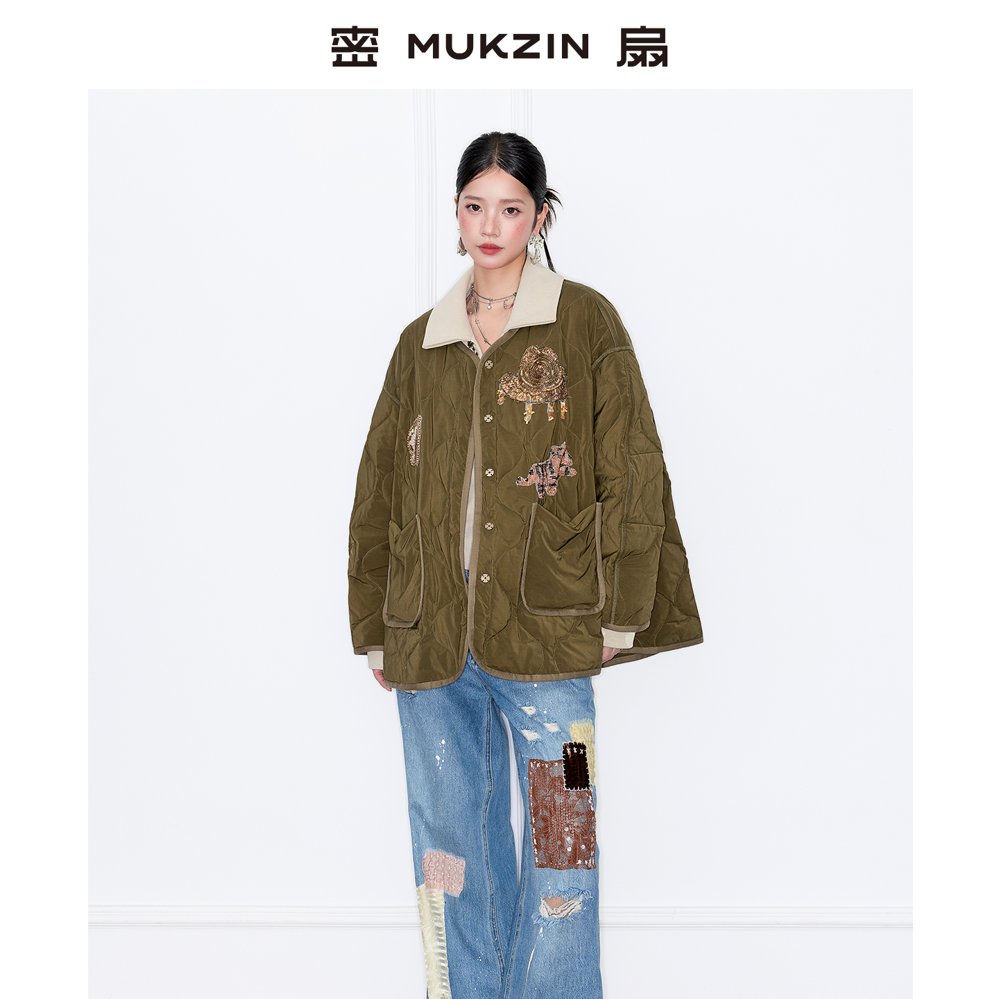 「琥珀鎏金」//超百搭！！ 宽松新中式棉服//密扇棉服M254JB11153601