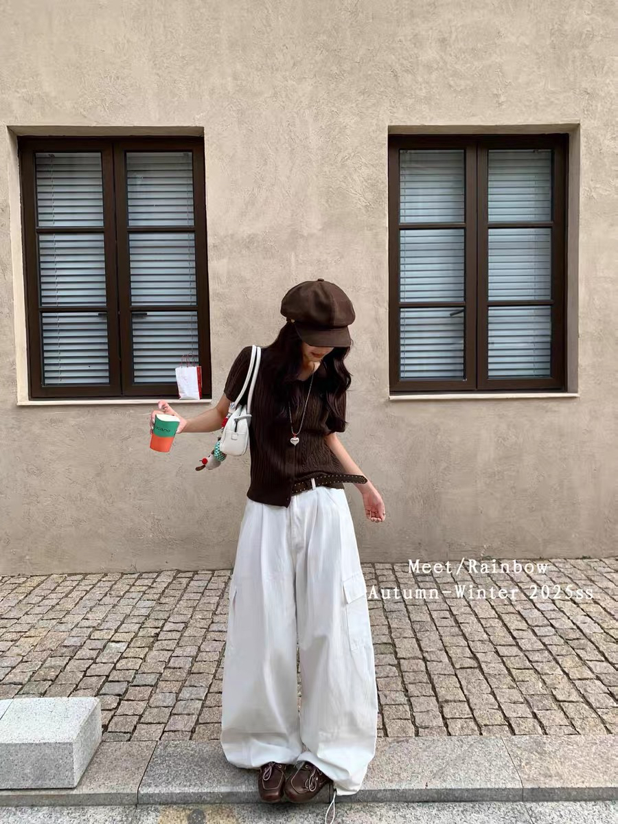 灰灰呀！9005 【工装方程式】韩版 百搭重工设计好日慵懒休闲工装裤