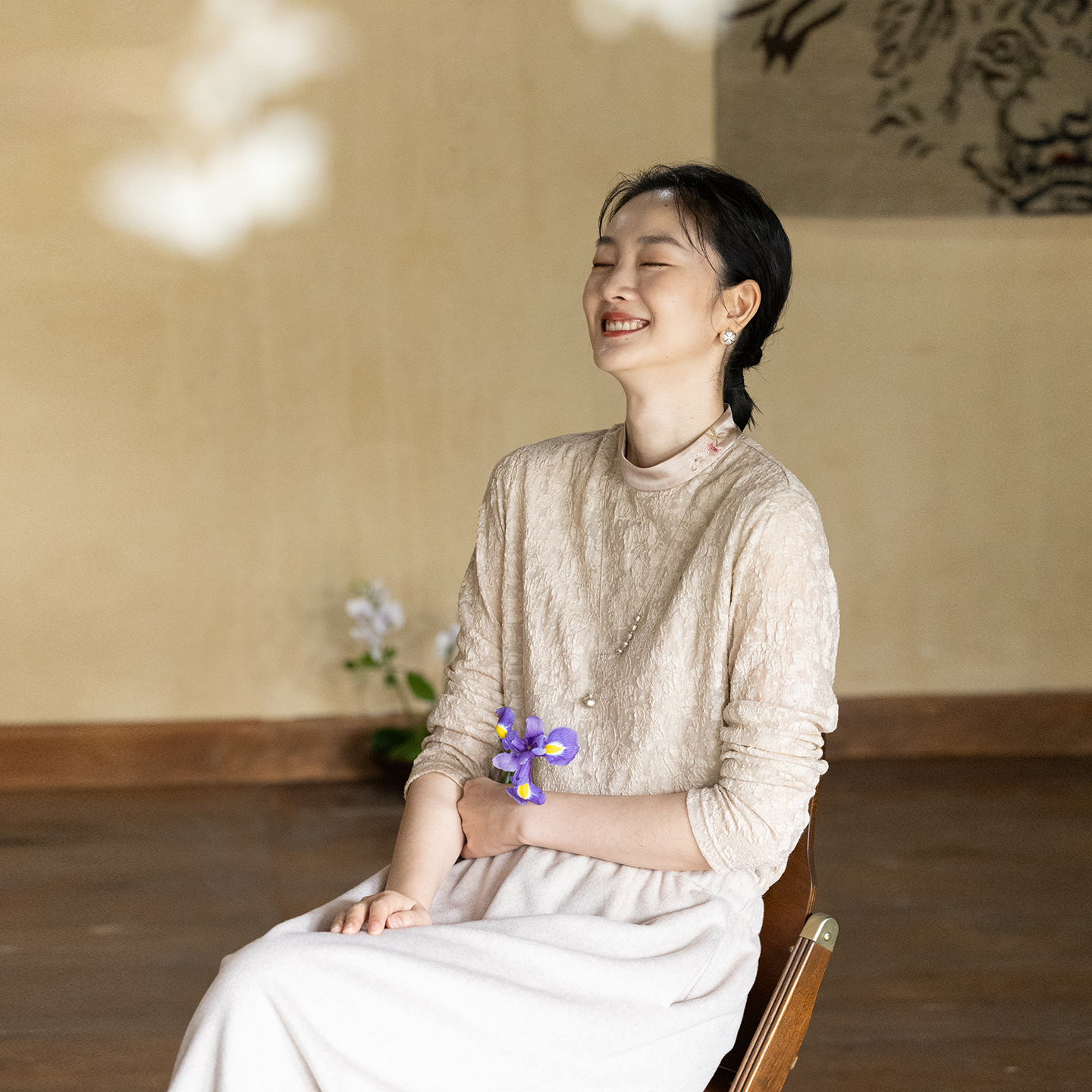 牧衣游原创 羊毛混织提花打底T恤女冬新款手绣舒适保暖上头 云又