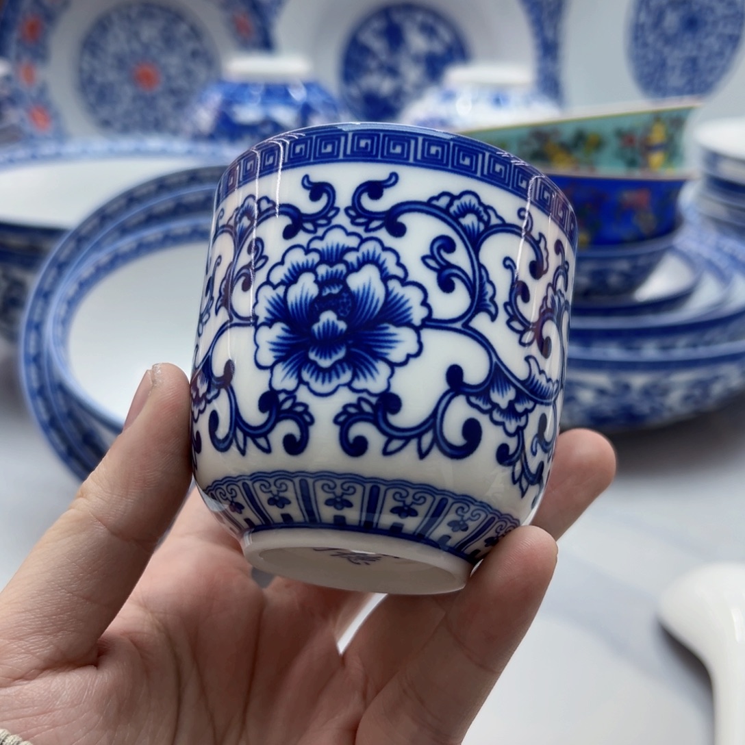 瓷直口杯6个如丹不脱花不掉色