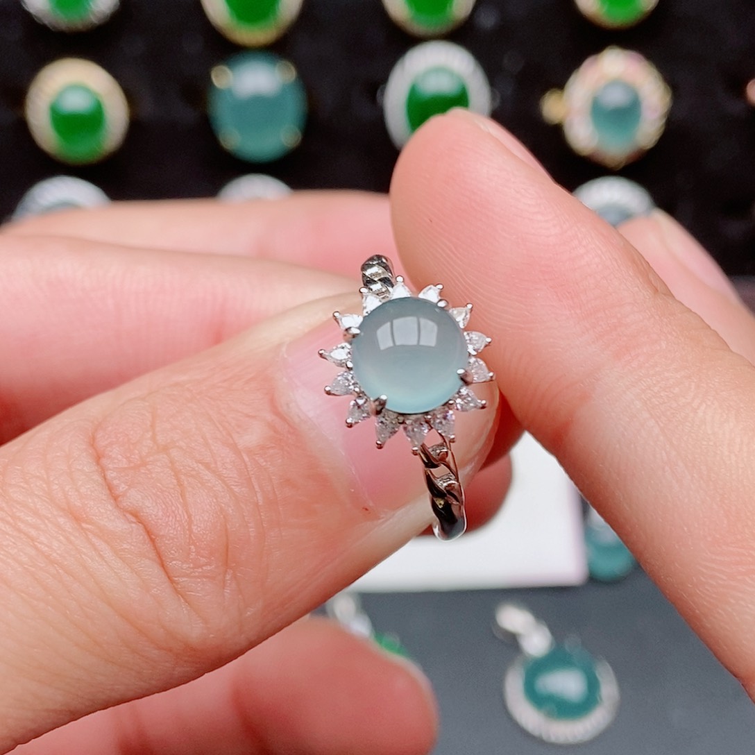 翡翠戒指银S925镶嵌85452586