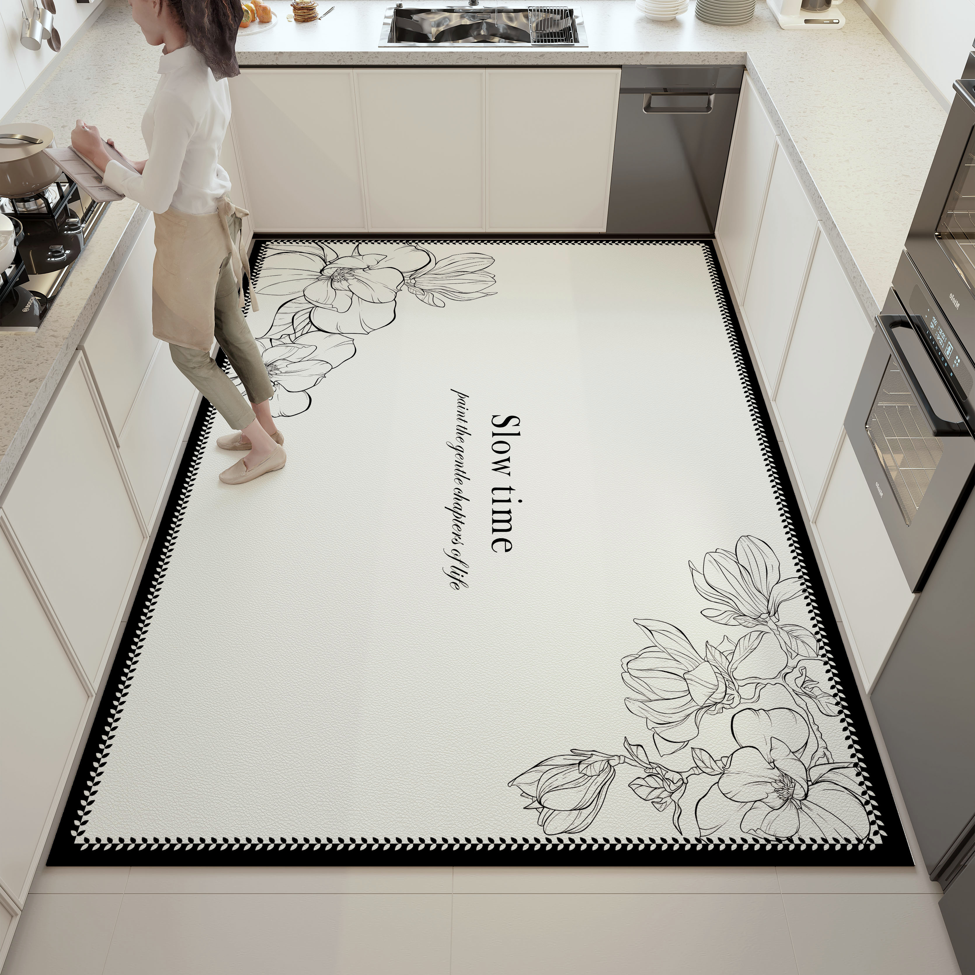 厨房专用地垫防水防油pvc可擦免洗家用皮革地毯门厅防滑防脏脚垫