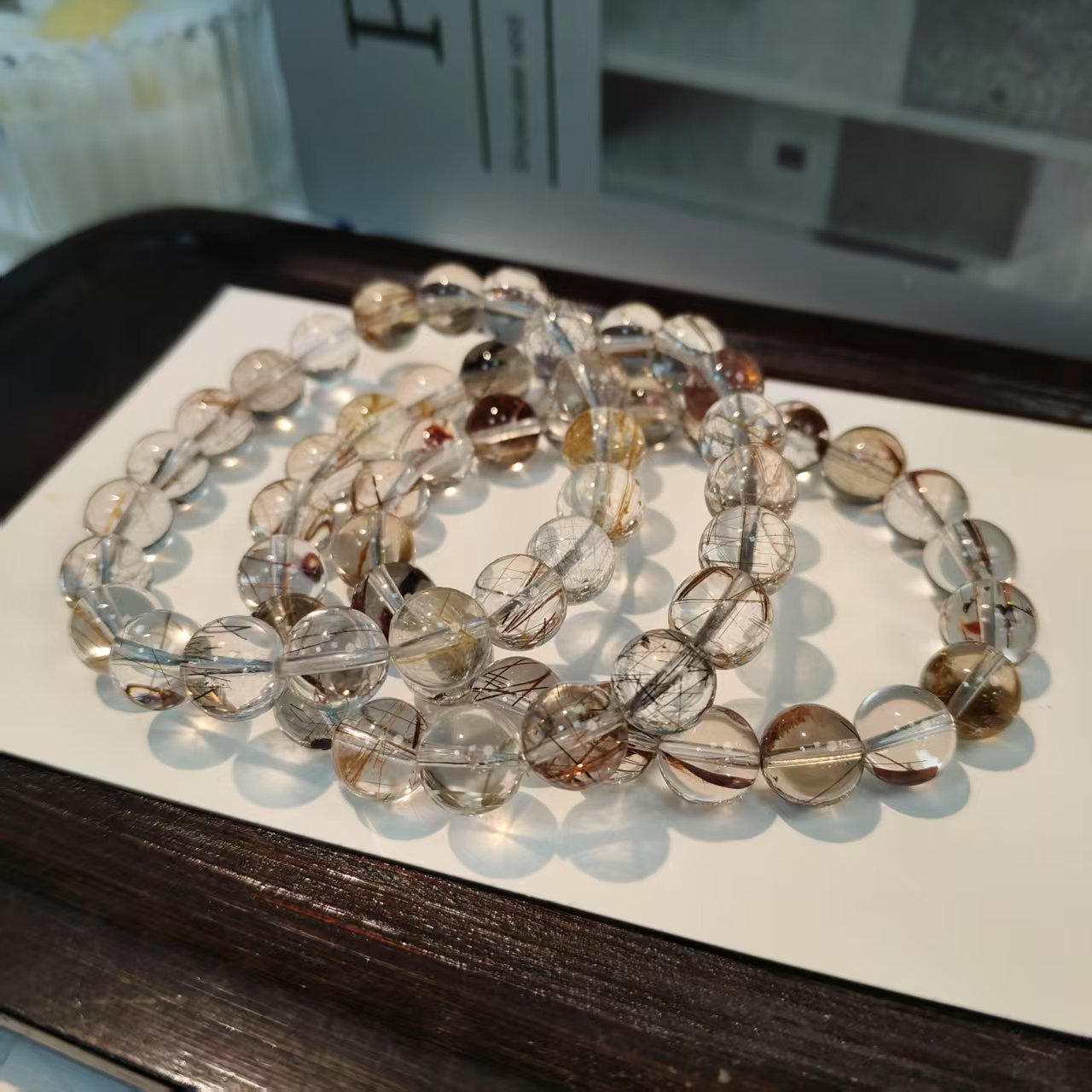 【书记甄选】天然彩发晶单圈手链 多样性发一件 约10mm YW2480