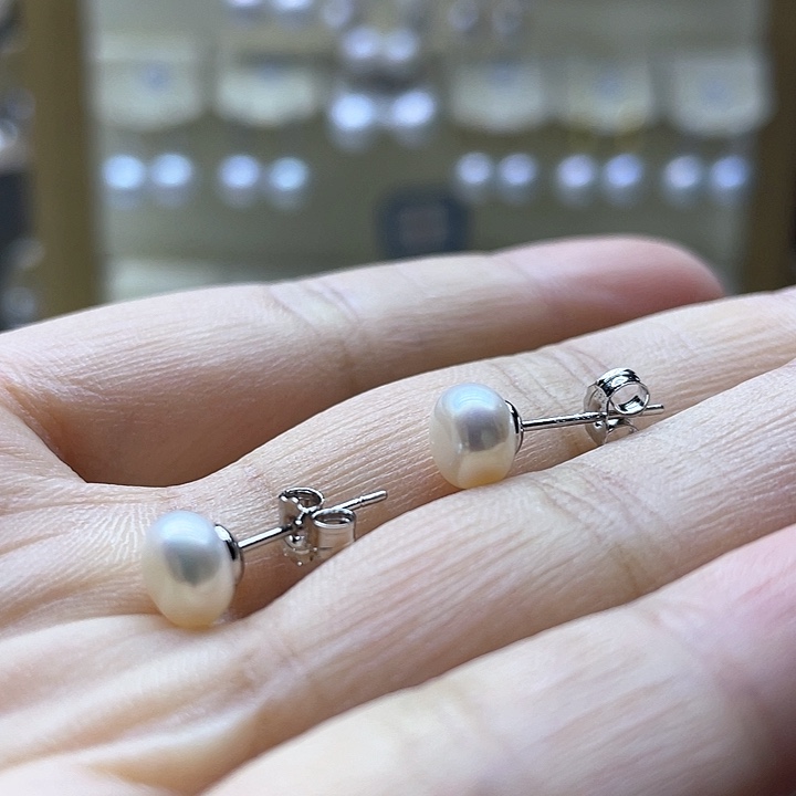 淡水珍珠耳饰银S925镶嵌
