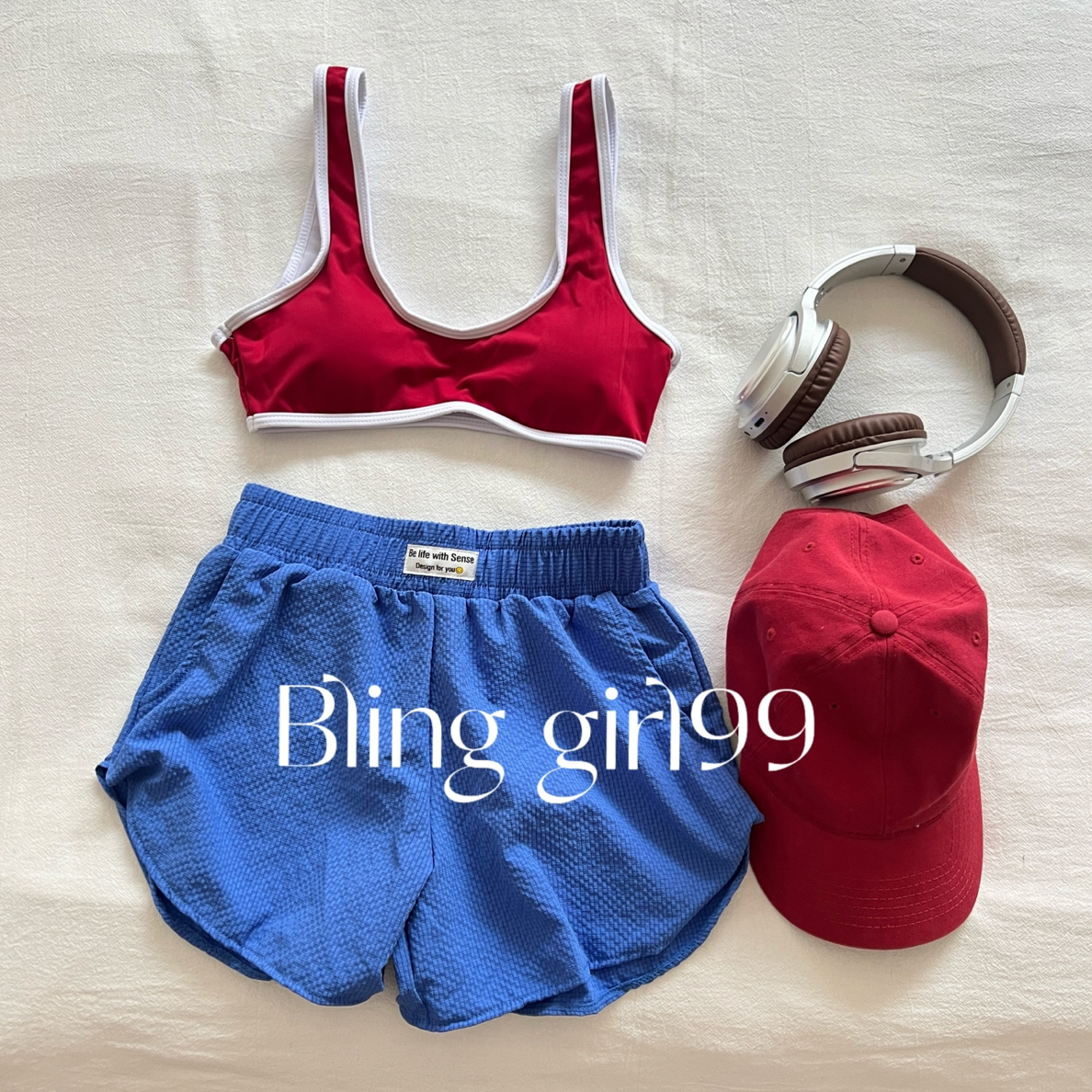 【海岛辣妹】夏日复古小胸辣妹红色比基尼性感游泳海边度假泳衣女