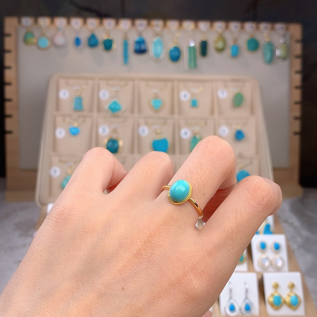 绿松石银S925镶嵌戒指