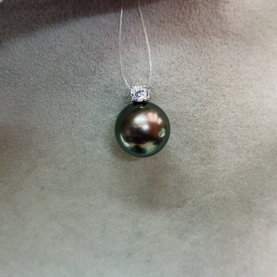 吊坠(不含链)18K金镶嵌海水珍珠10-11