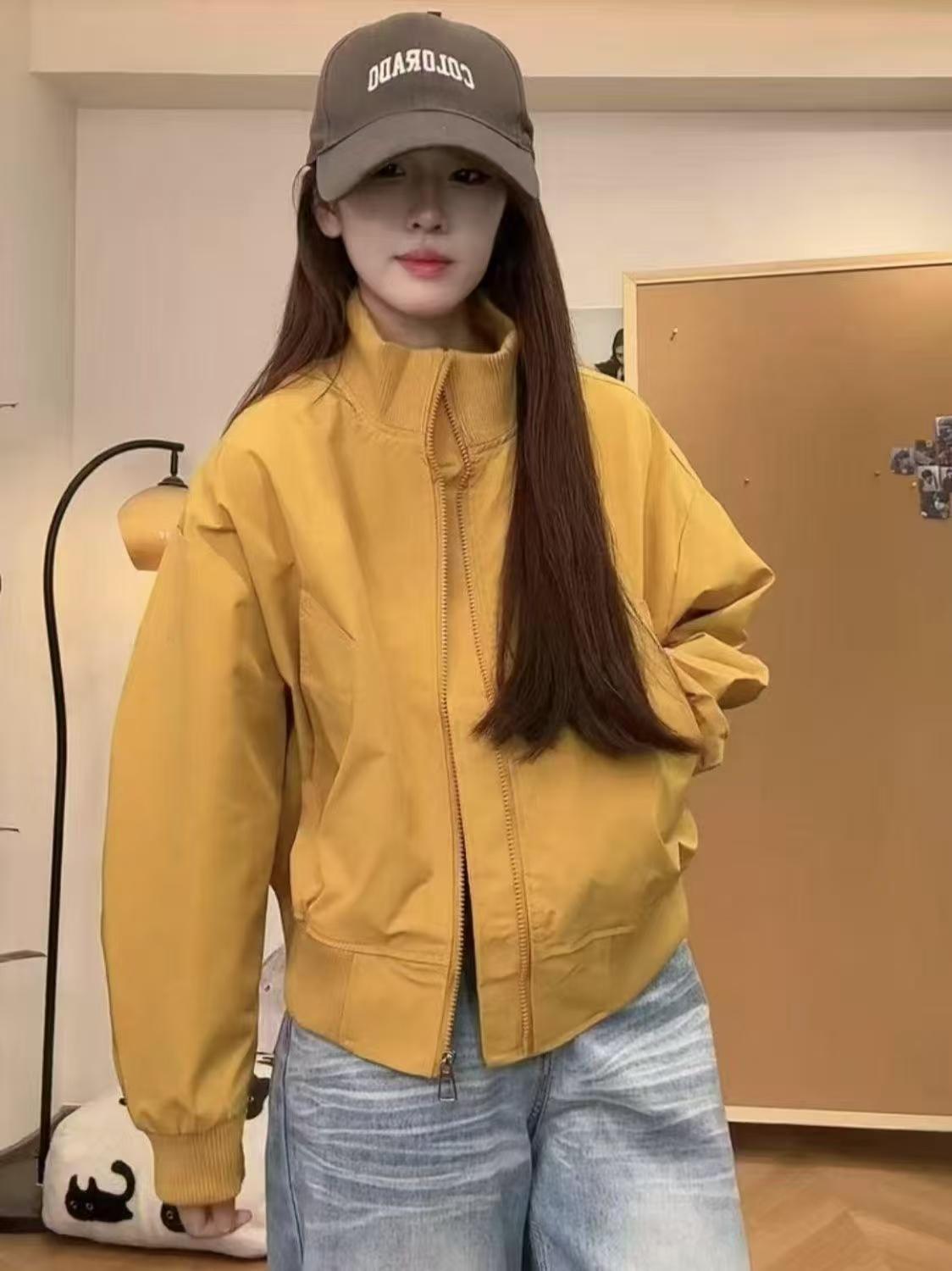 2025秋季新款宽松百搭夹克正版韩版复古高级感立领棒球服外套