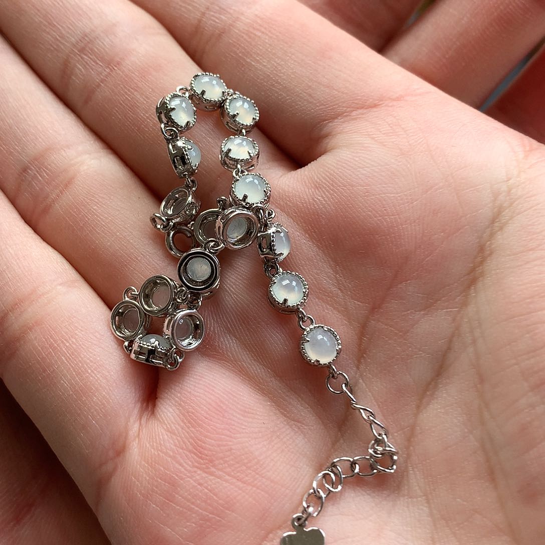 银S925镶嵌翡翠手链0153