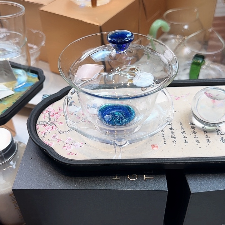 禾器宝蓝金盖碗，，，