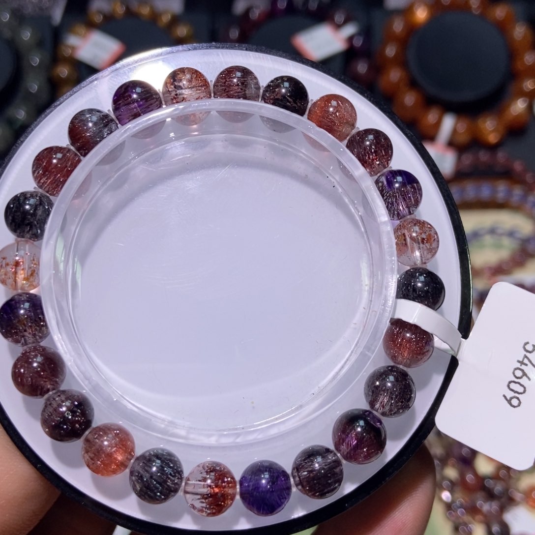 水晶手串未镶嵌彩黑加伦7.8