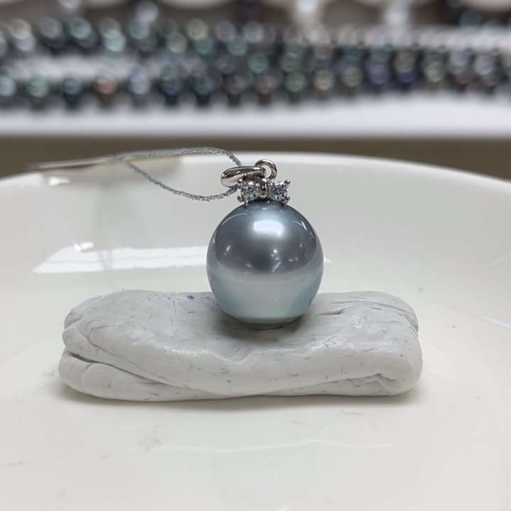 银S925镶嵌吊坠(不含链)海水珍珠12-13m 9号