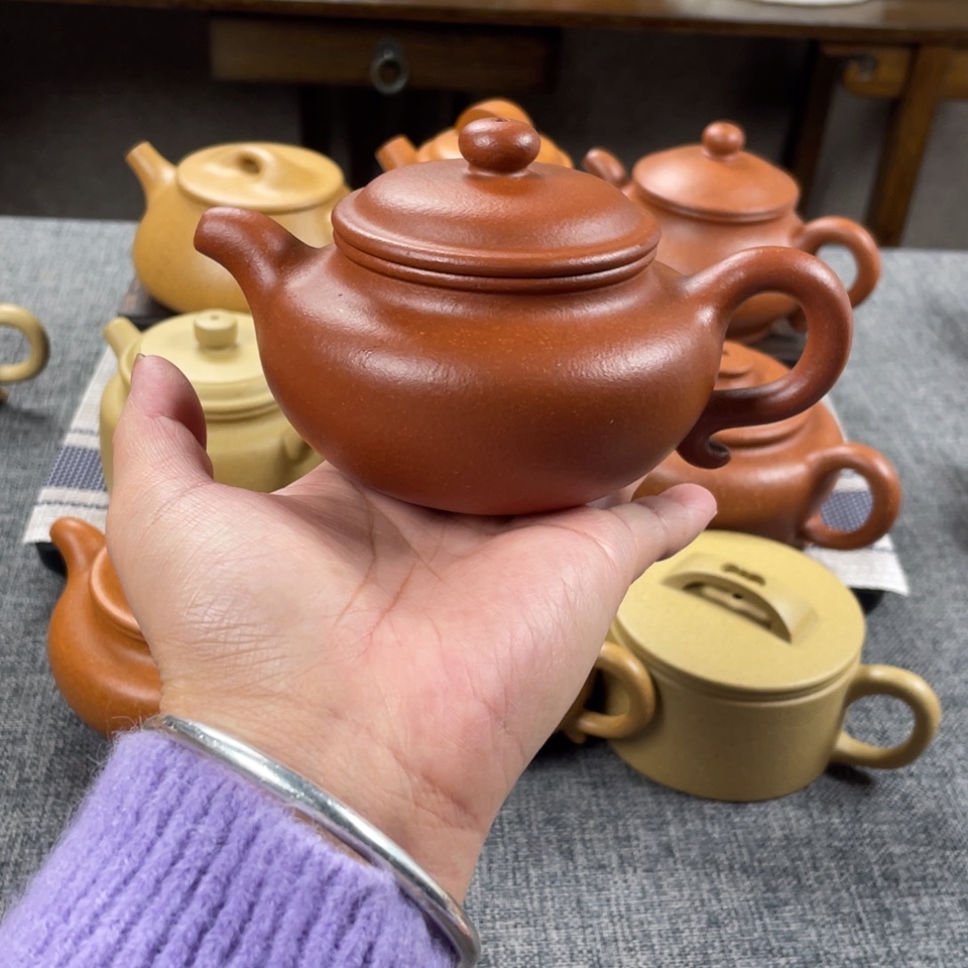 茶壶紫砂红降坡仿古全手40目210