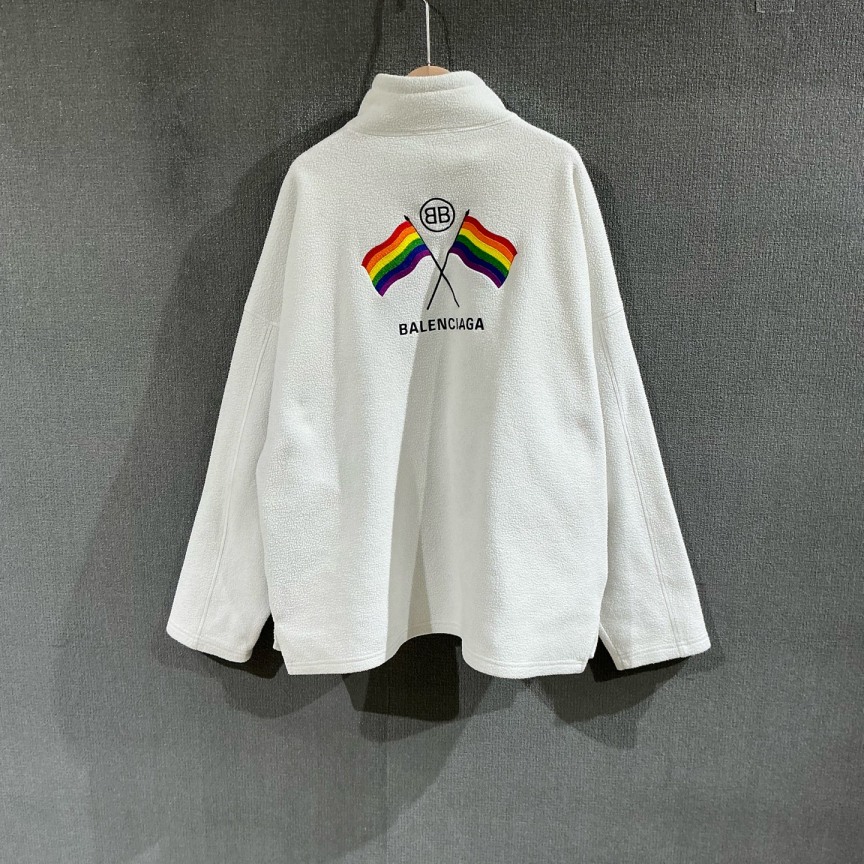 99新 Balenciaga/巴黎世家 （pm）背后彩旗摇粒绒外套 M码/8498