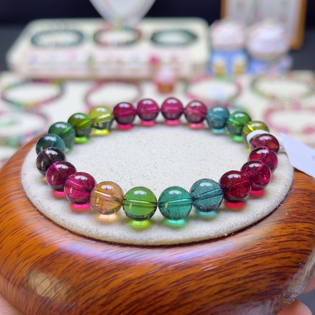 碧玺手链未镶嵌色标彩虹