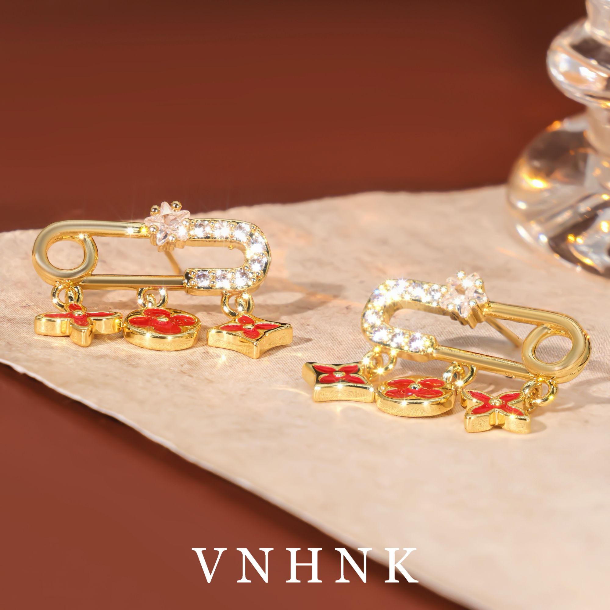 铜合金合成锆石耳饰 美可儿   F166   金色时尚气质耳环预售