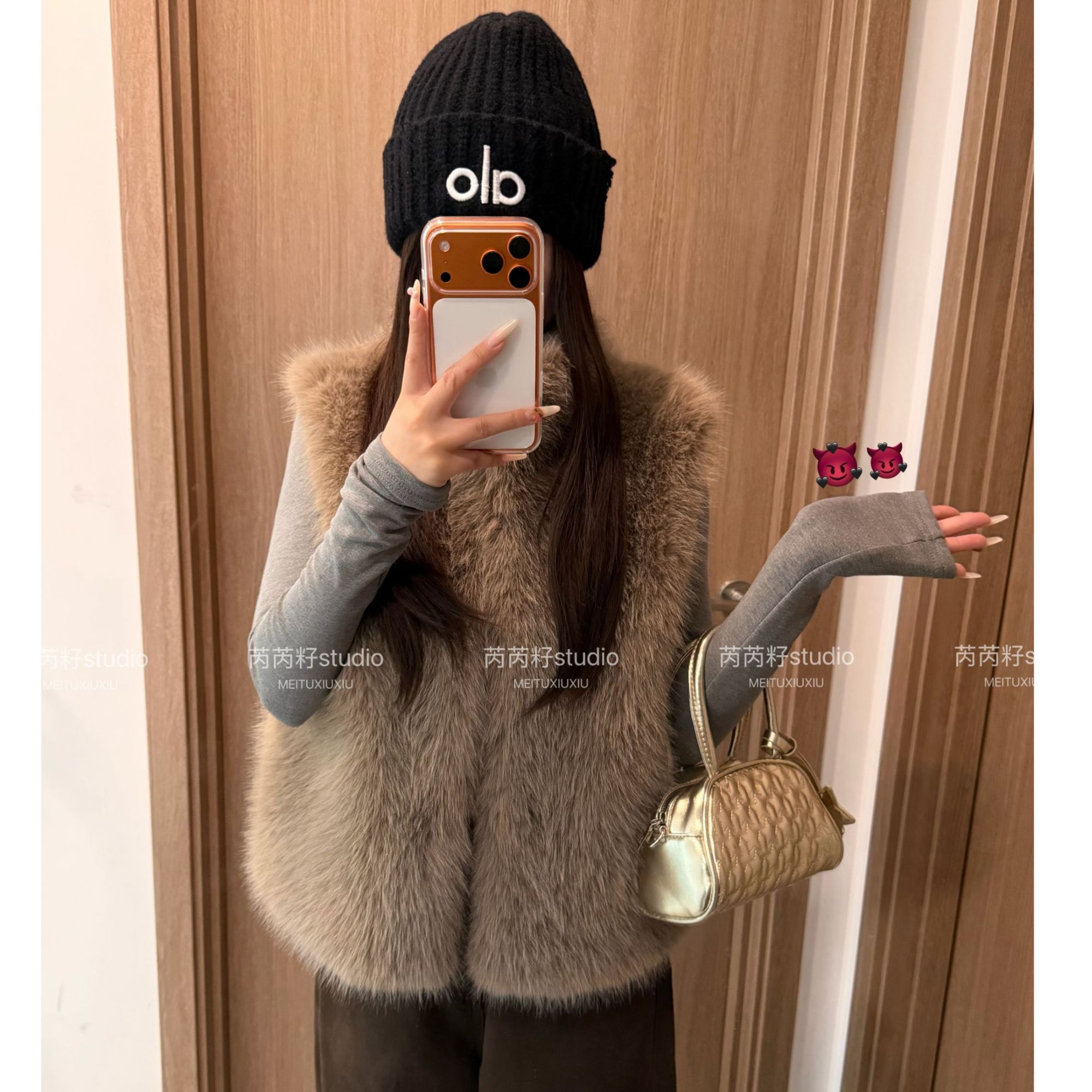 人造皮草 仿皮草马甲 立领毛毛马甲女宽松百搭秋冬背心毛毛外套