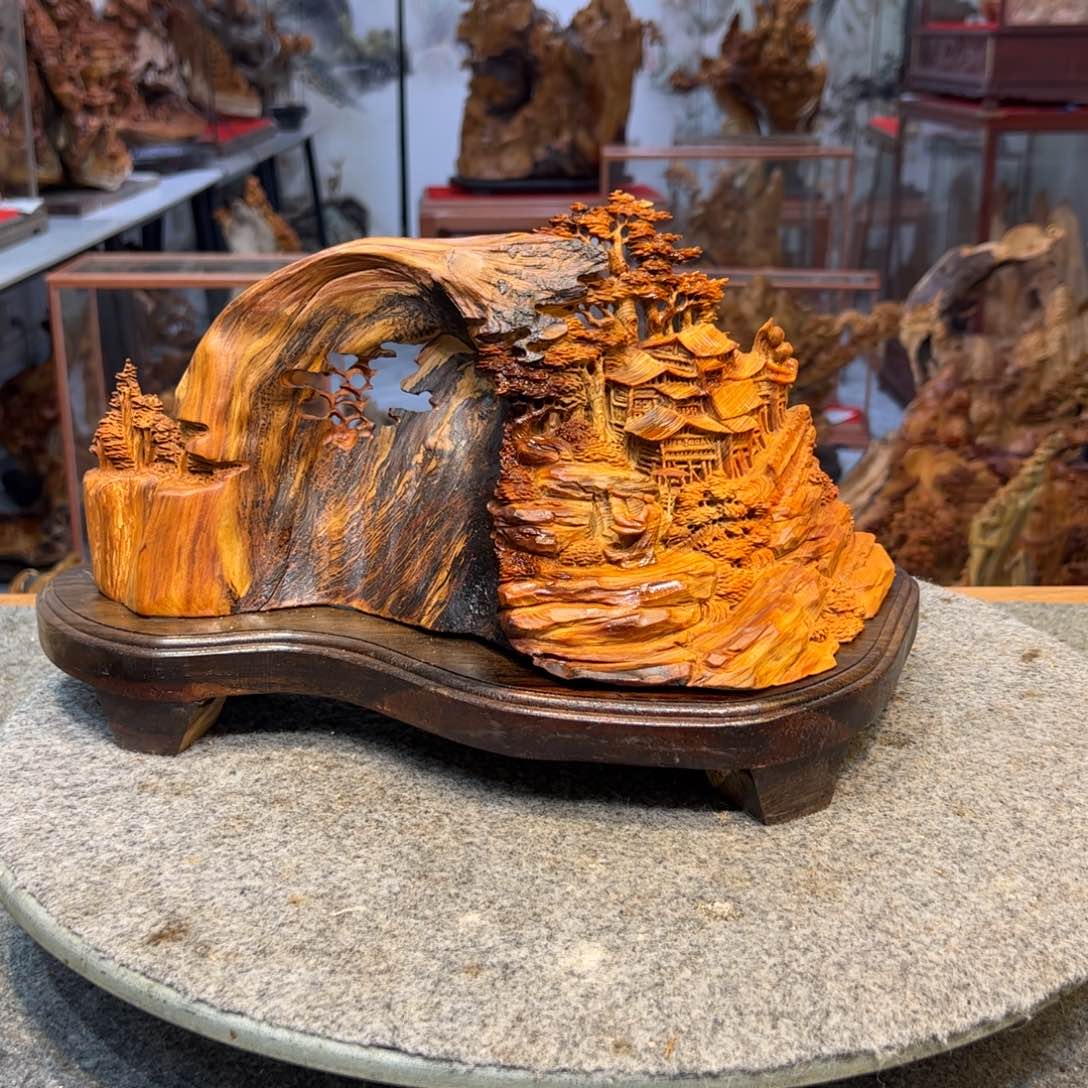 柏木（崖柏）崖柏根雕世外桃源