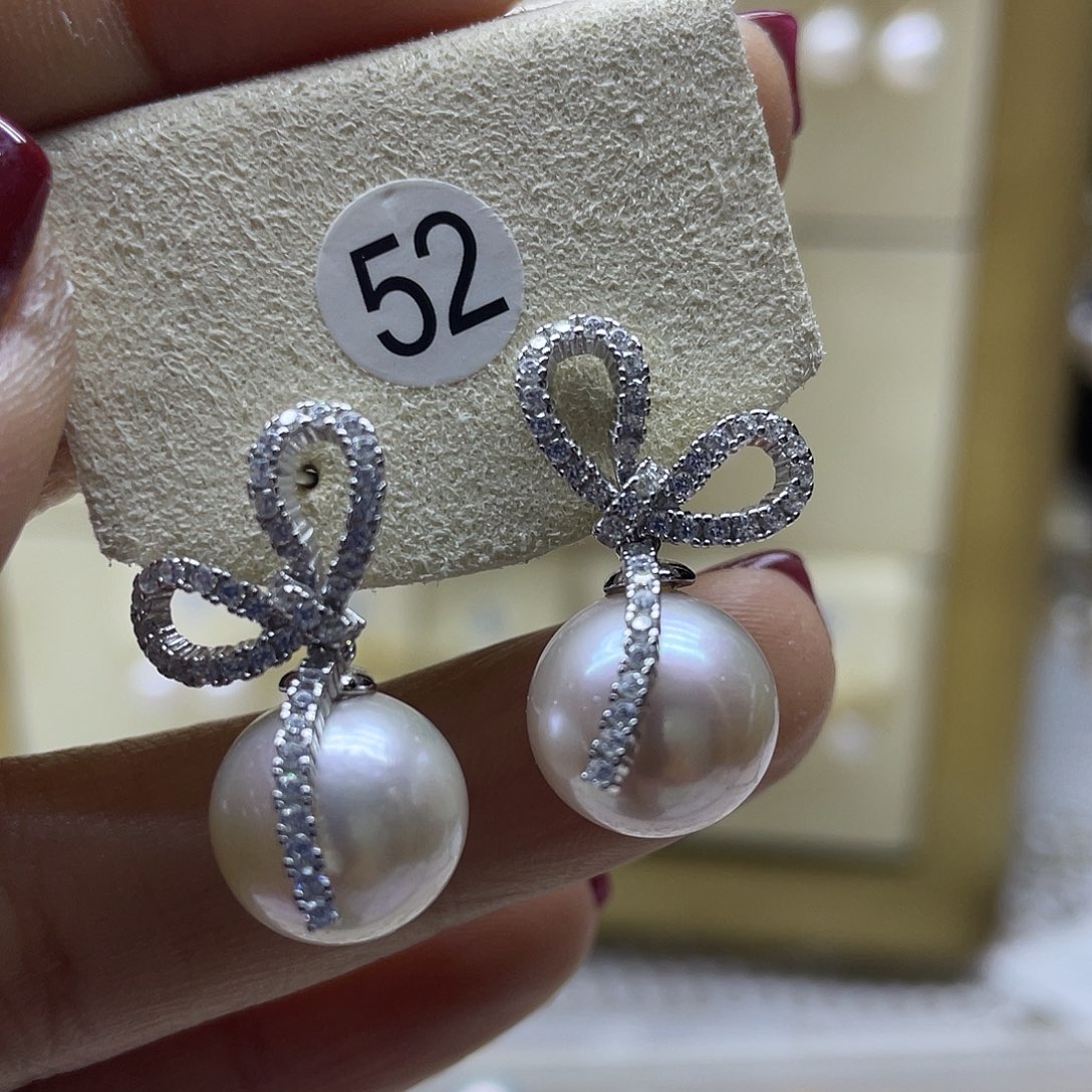 淡水珍珠耳饰银S925镶嵌