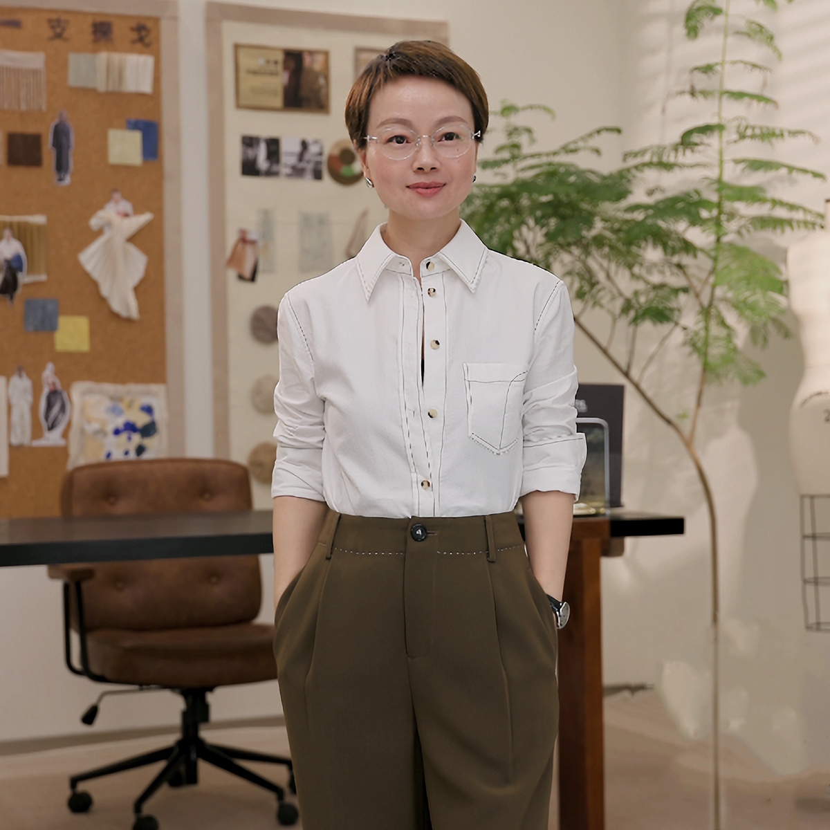 一支探戈丨小个子极简 撞色压线翻领精梳棉外套衬衫上衣 2510701