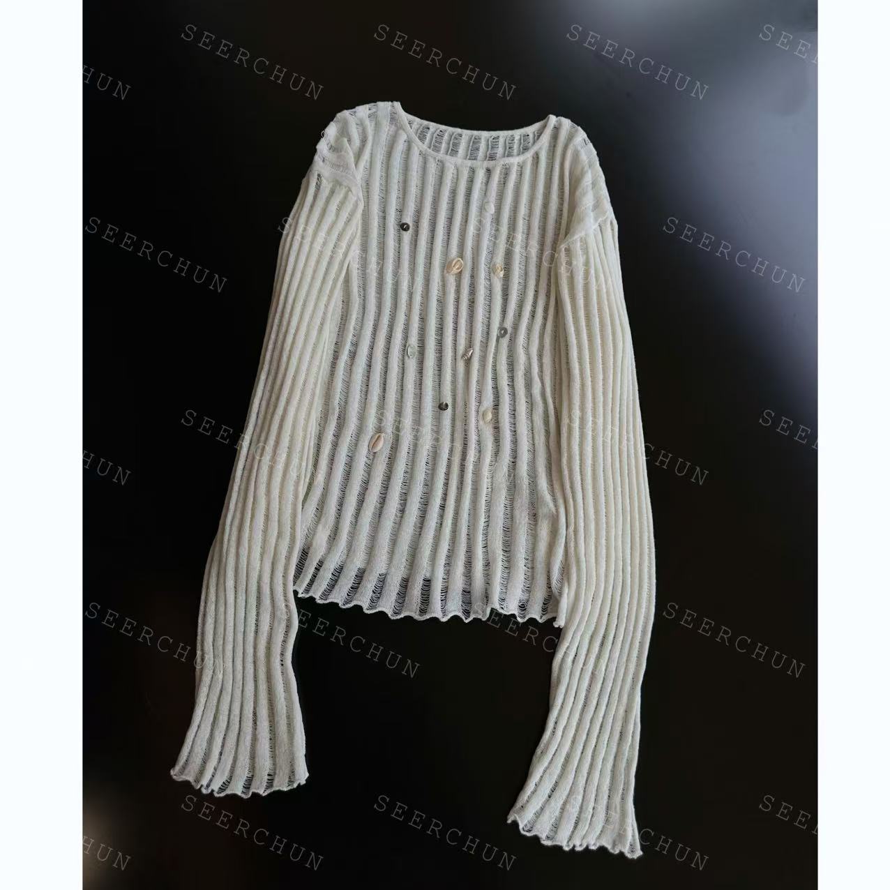 【纯纯女装】SEER CHUN高品质慵懒镂空贝壳防晒上衣 52423