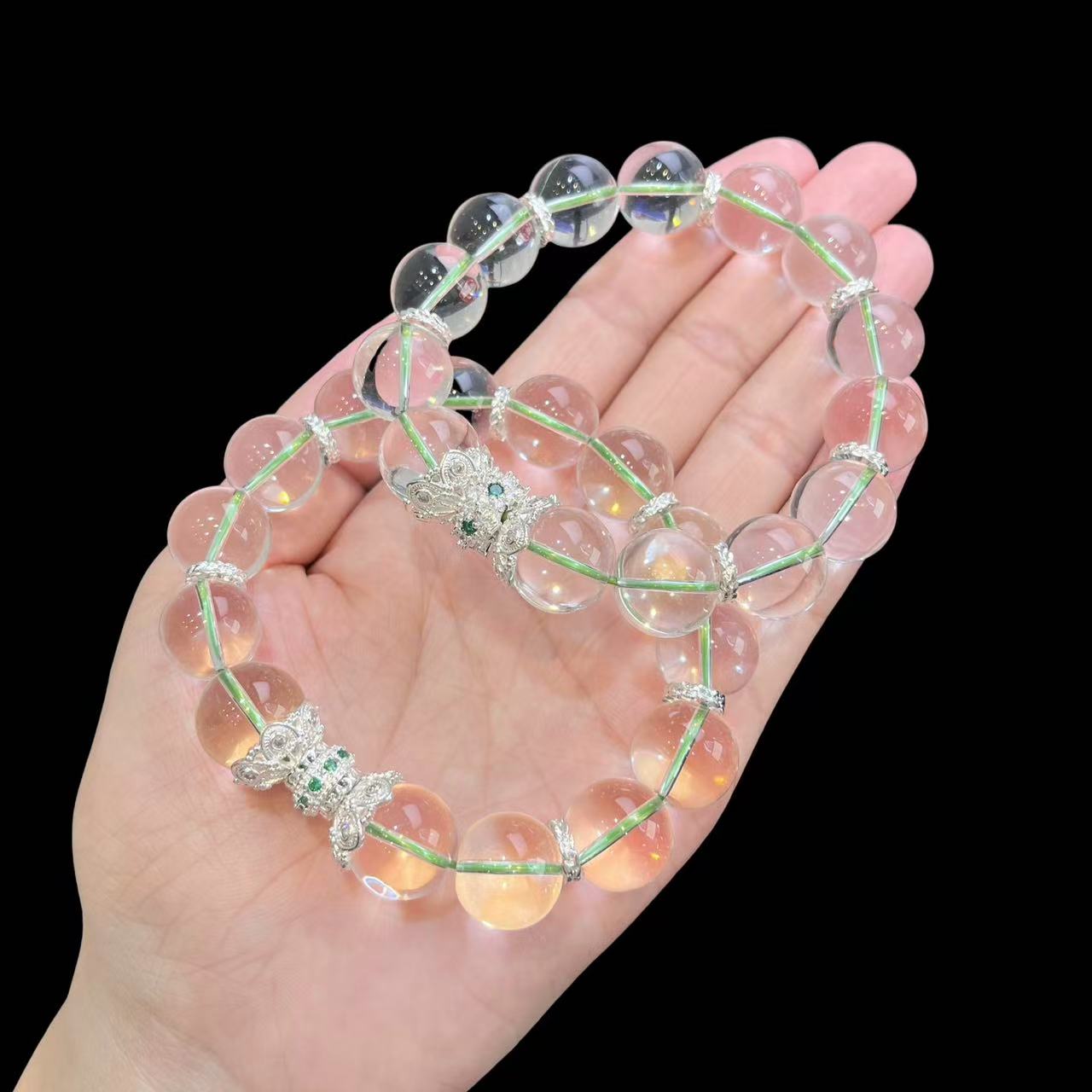 蓝针绿幽灵水晶手串（多样性只发一件） E09-27