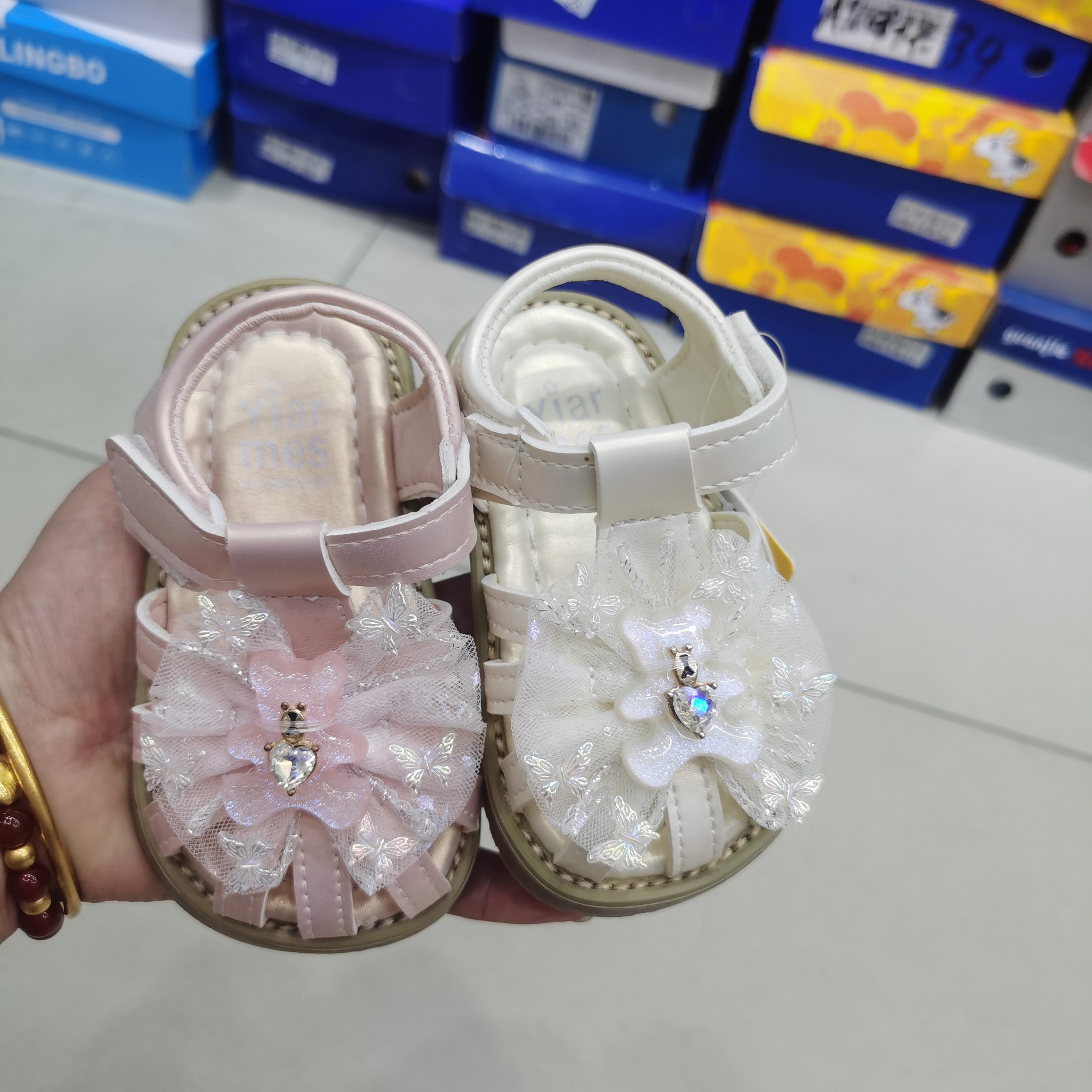 夏季女时尚宝宝鞋包头休闲风女童女宝魔术贴凉鞋