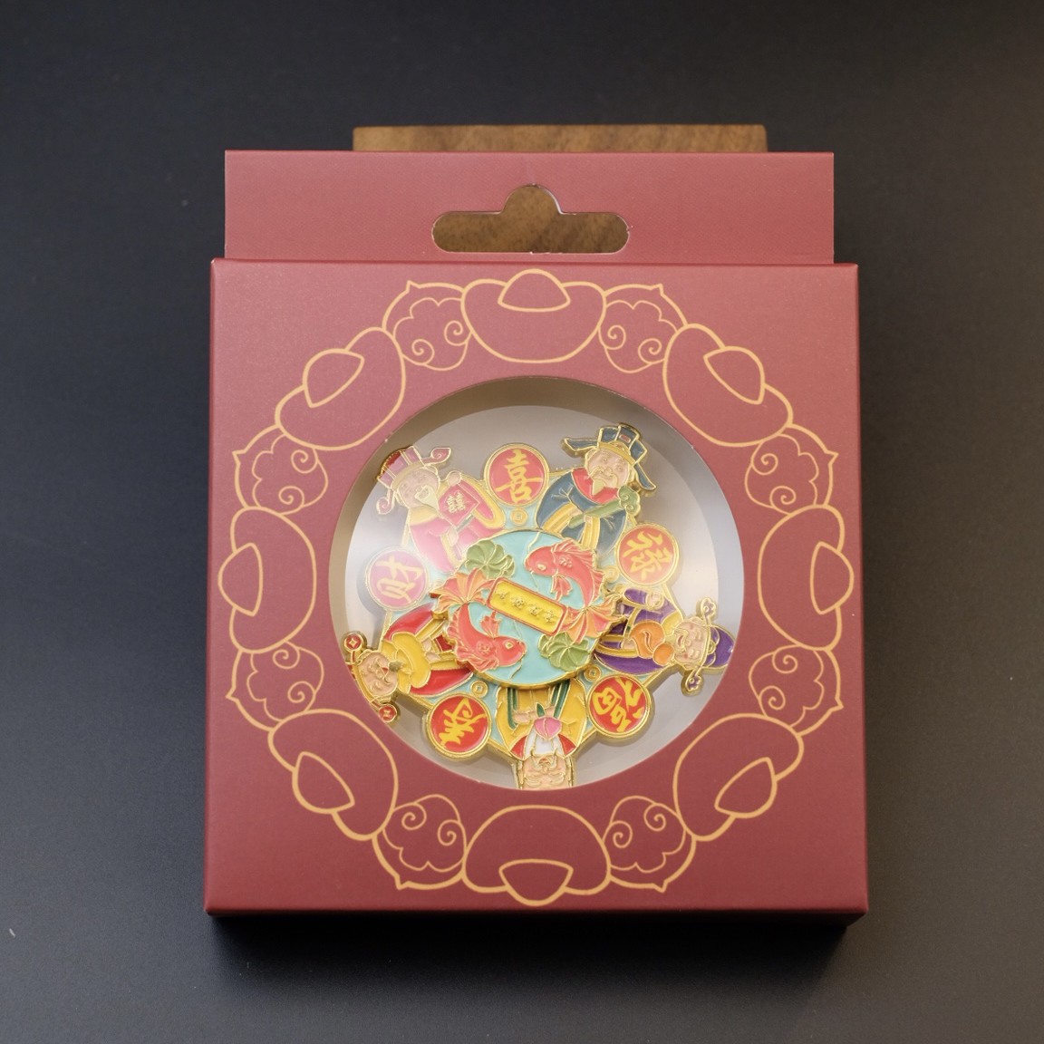 五路财神金属旋转冰箱贴