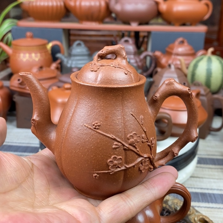 紫砂茶壶傲梅神韵180CC原矿宝山红降坡泥新年特价