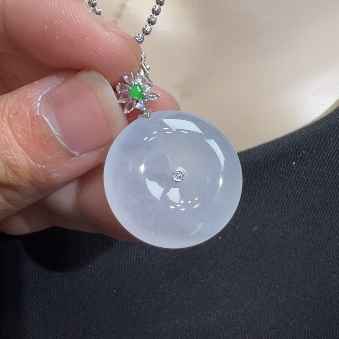 翡翠吊坠(不含链)18K金镶嵌