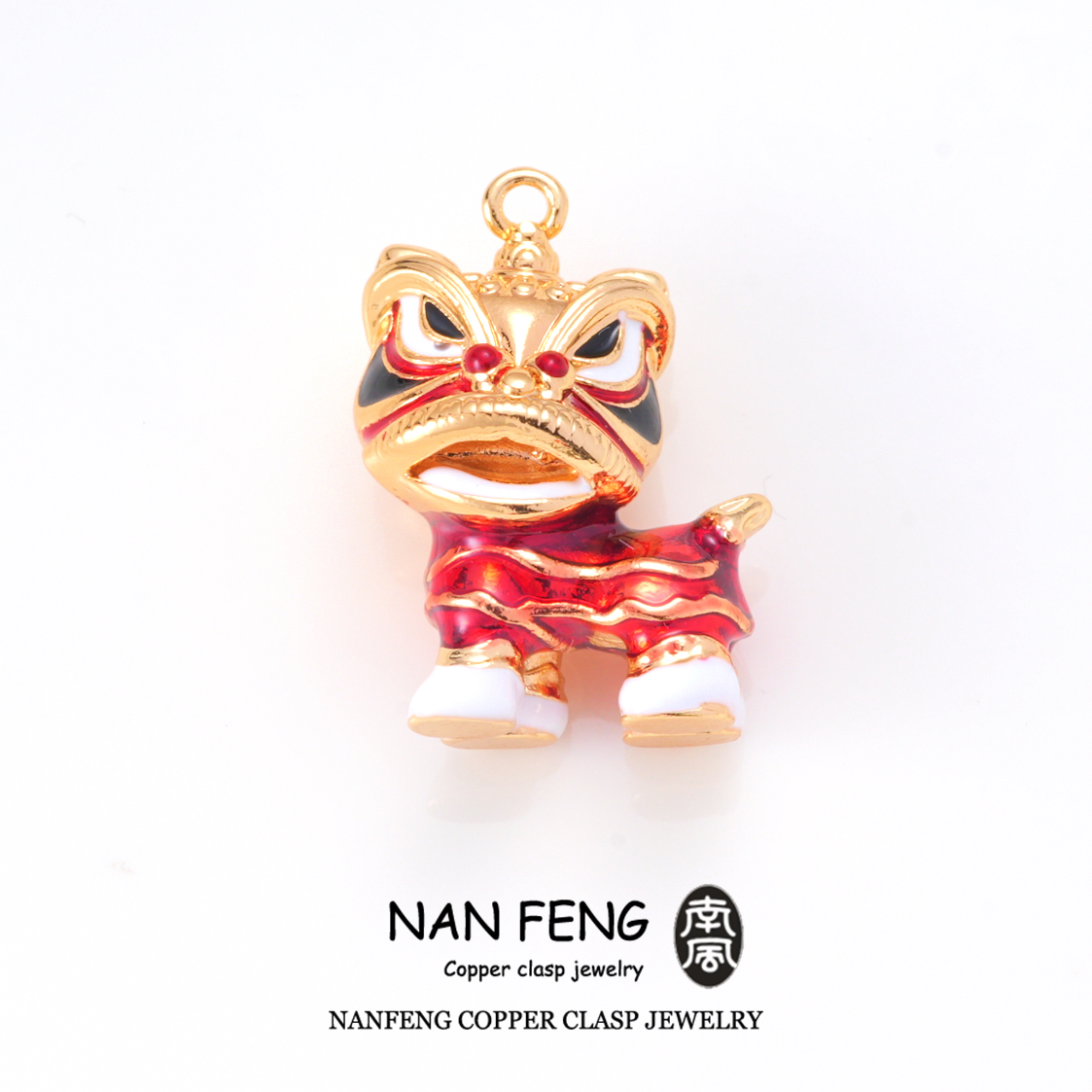 铜合金锆石吊坠  #293醒狮红狮吊坠男女款diy饰品配件