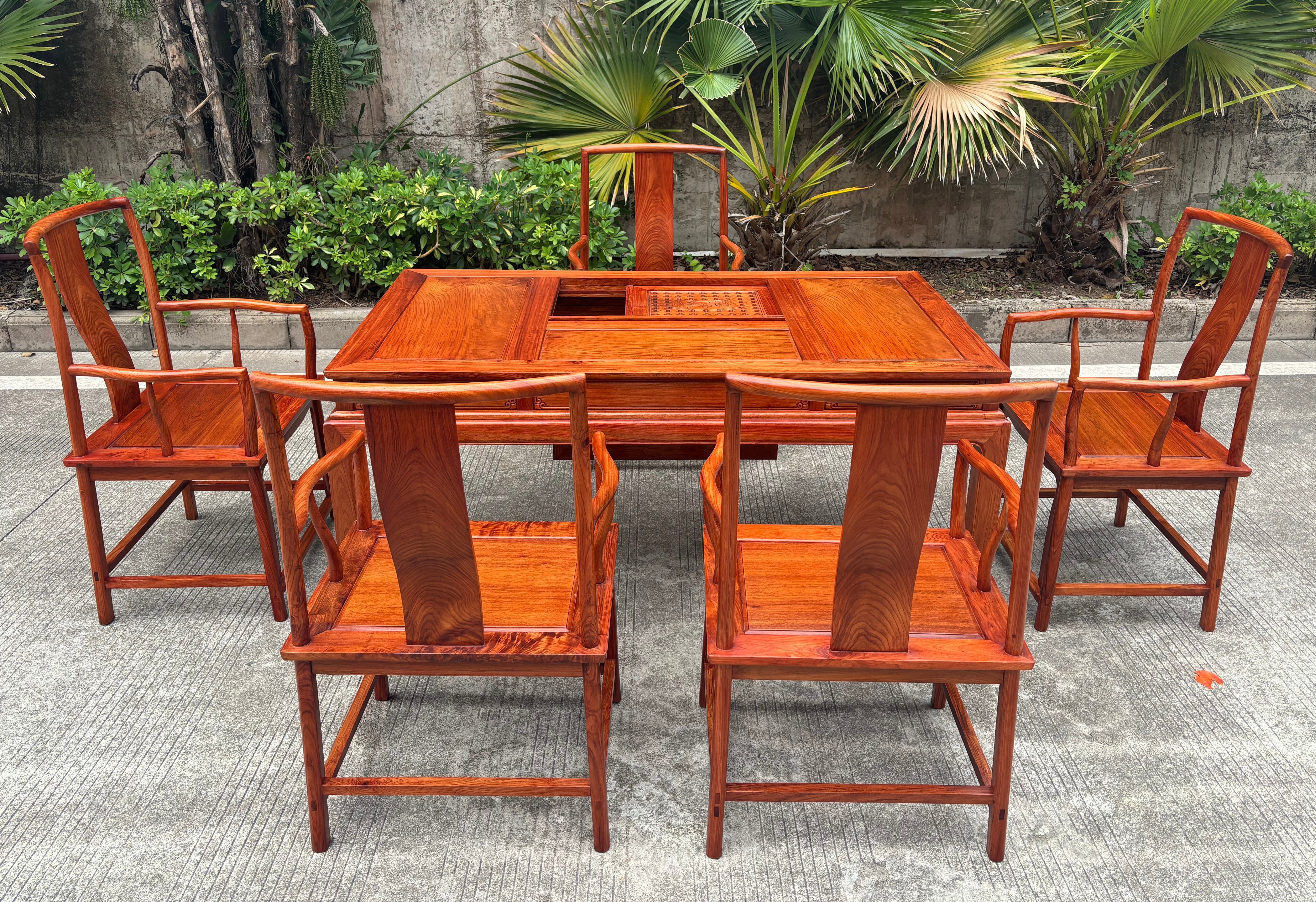 缅花 实木家具 明式茶台长158宽88高78一套