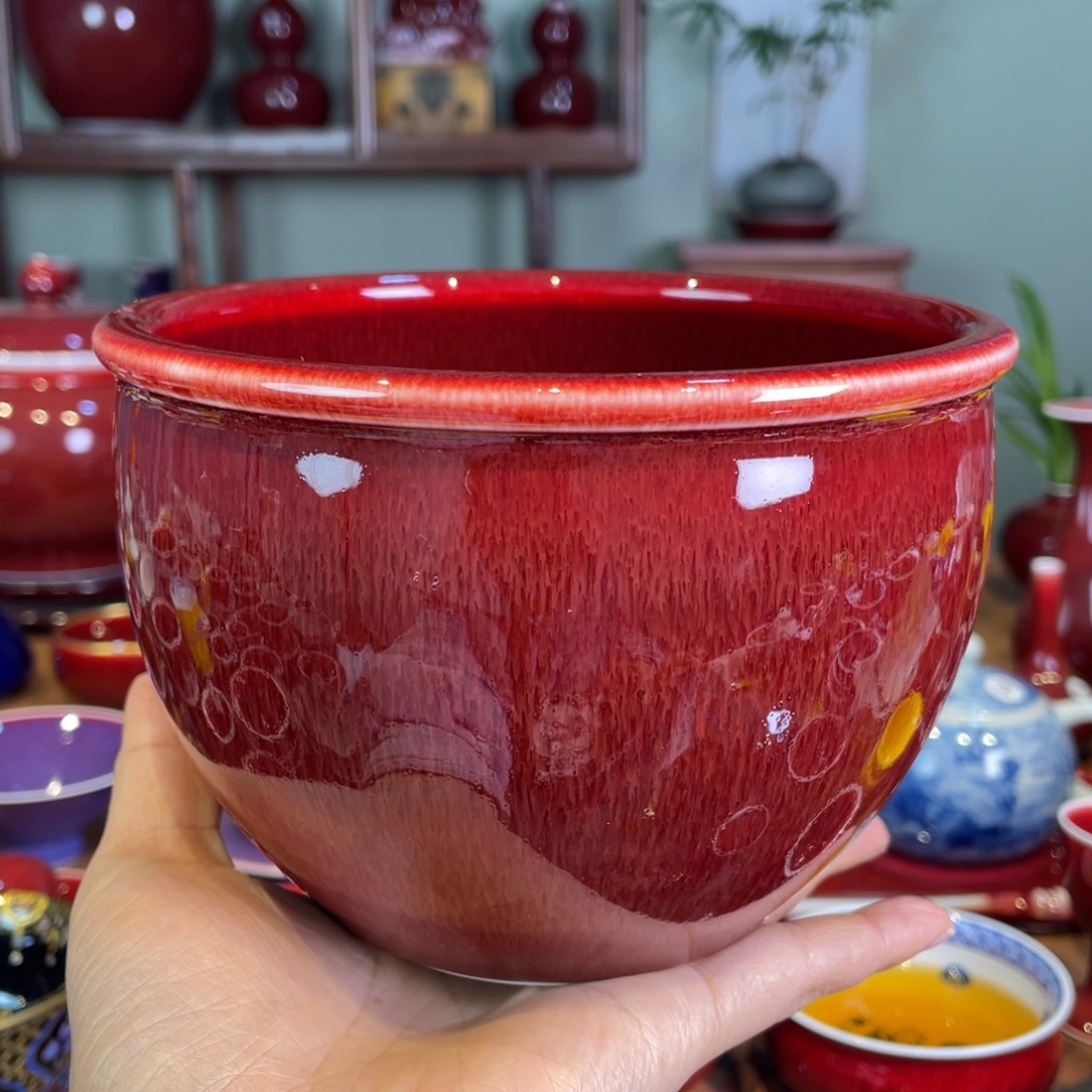 清欢雅玩原矿郎红大风水缸