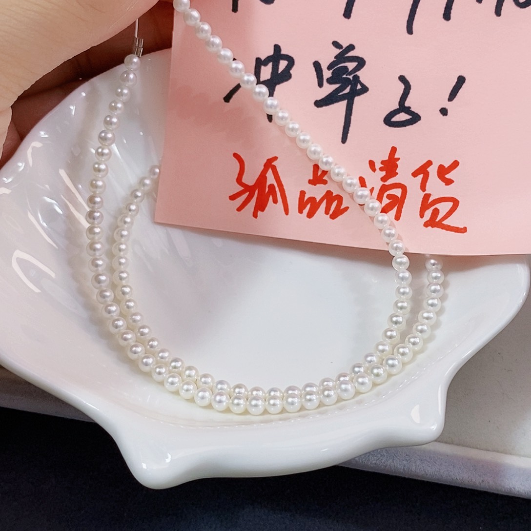 银S925镶嵌特价正圆小米珠项链淡水珍珠紫***铃