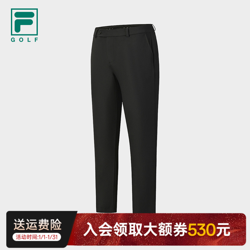 FILA斐乐男子冬季新款厚款高弹力舒适经典商务梭织裤A11M615807F