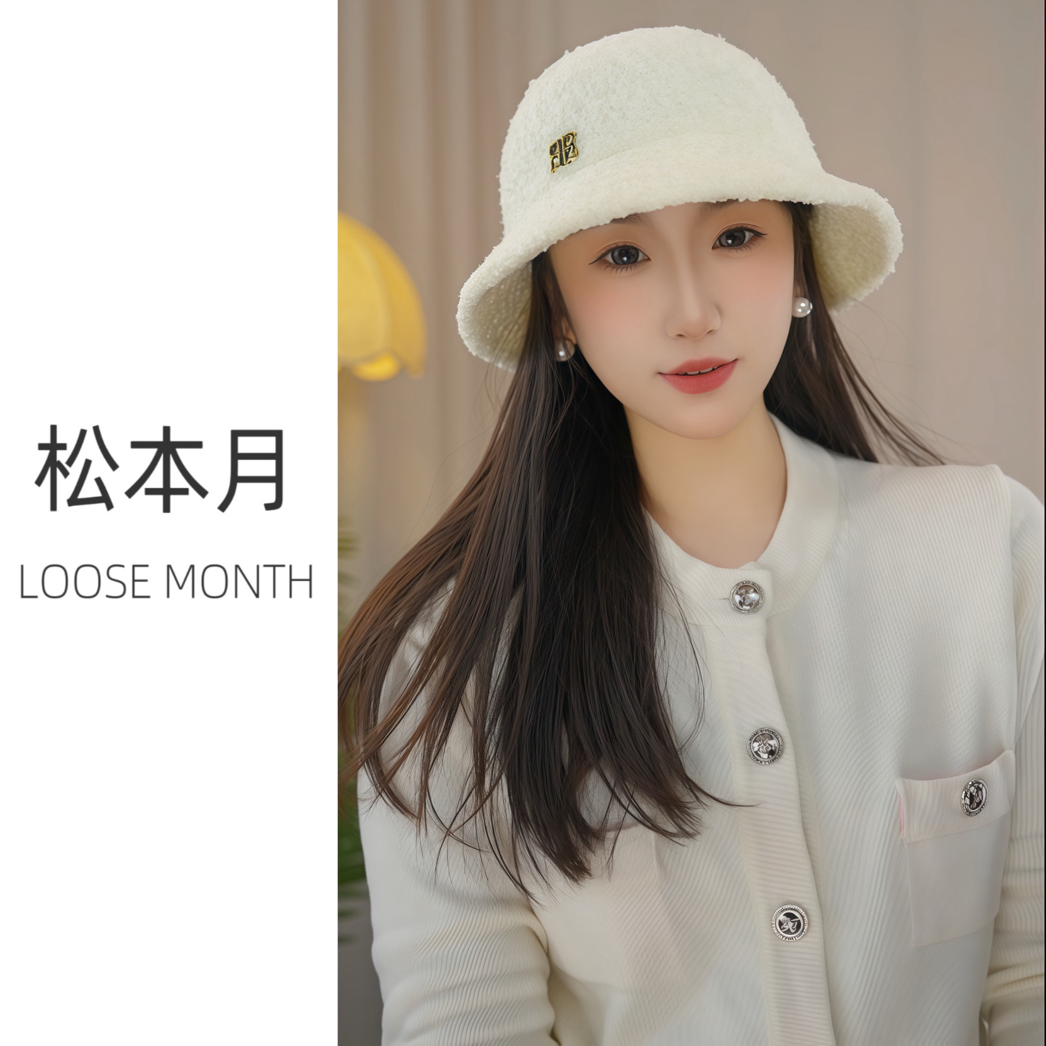 松本月高定羊羔绒渔夫帽子女冬季大头围毛绒韩版百搭保暖 含羊毛