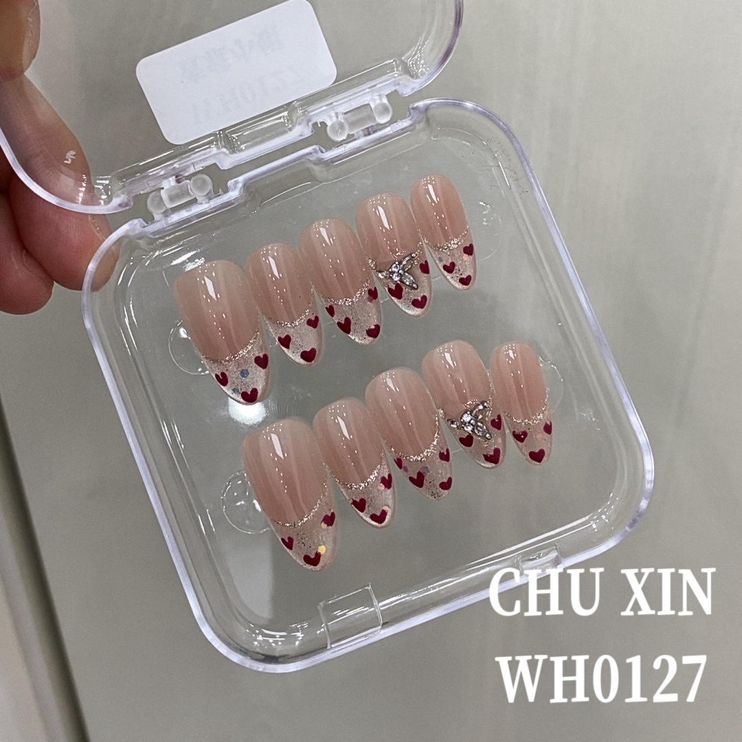 【WH0127查雅小姐】纯手工穿戴甲夏日清新美甲可拆卸气质显白新款