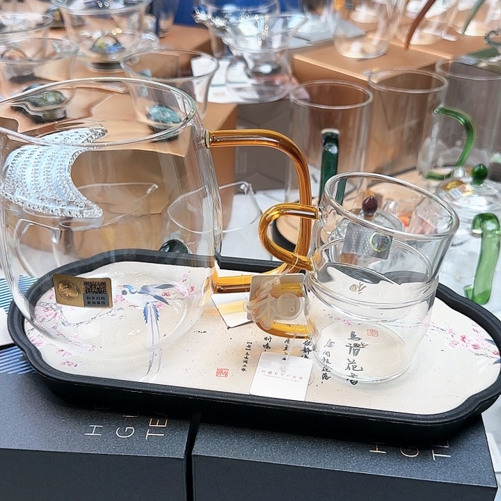 禾器琥珀色澄然煮茶器加对杯