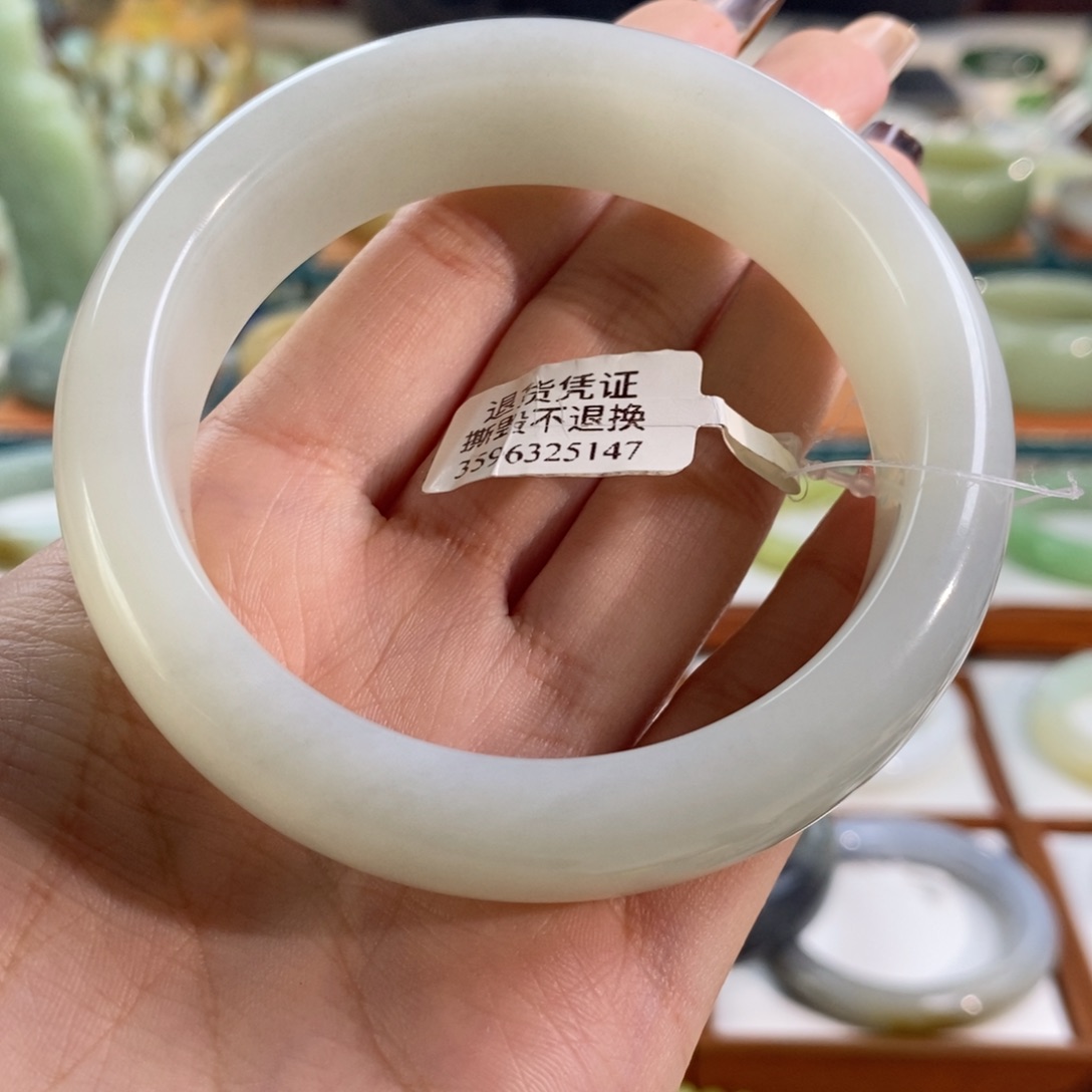 和田玉未镶嵌手镯且末白玉飘青花60/61