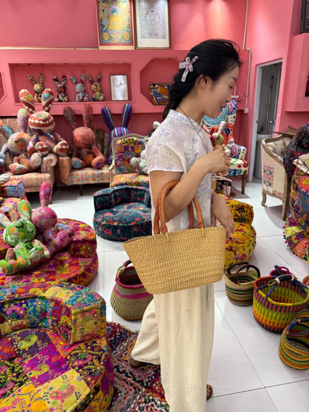 夏季编织链条草编包无肩带手提包休闲简约通勤风