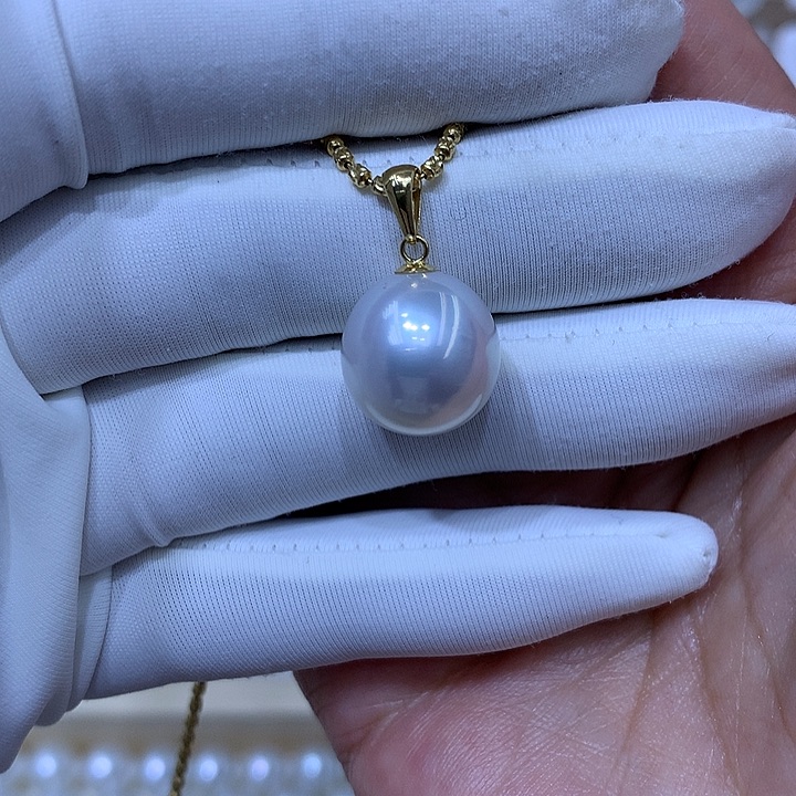 海水珍珠18K金镶嵌吊坠(不含链)澳白