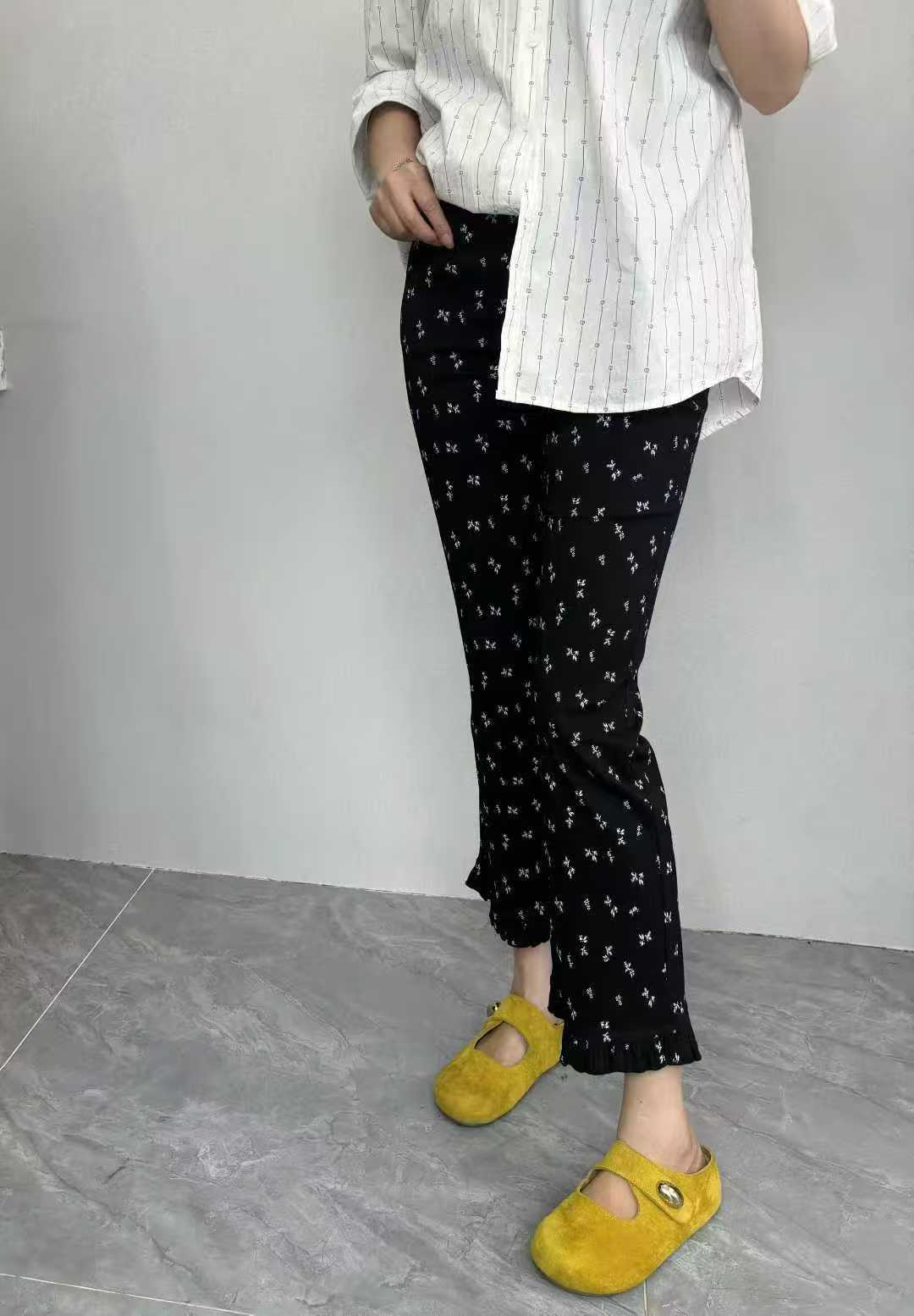 9171小竹叶花边喇叭裤