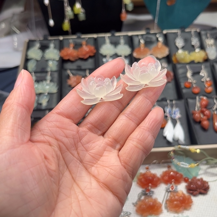 蛇纹石玉耳饰银S925镶嵌