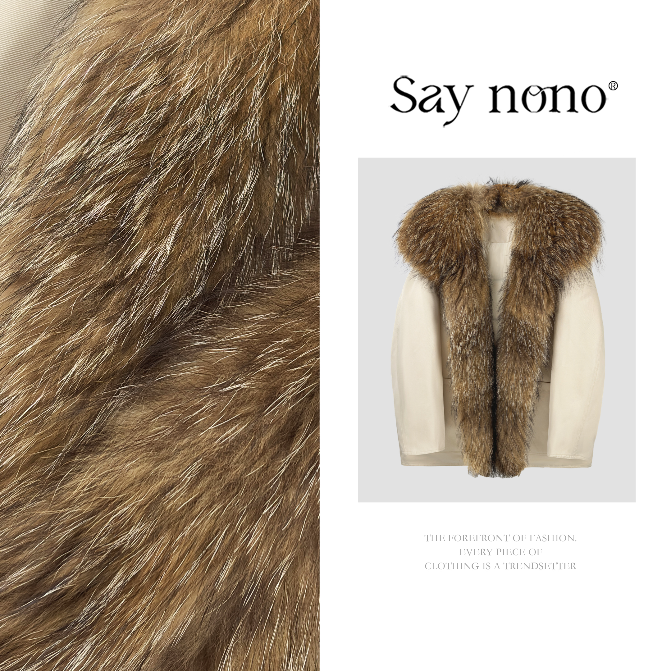 懒猫nono│Saynono 廓形貉子毛立领羽绒鹅绒派克服外套 GX1033MY