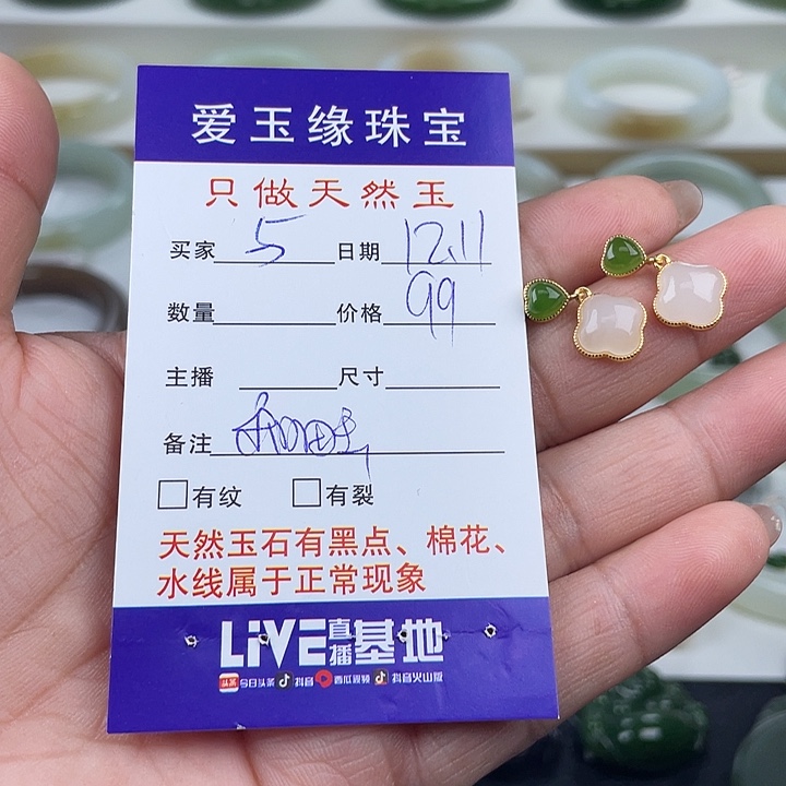 与***书和田玉未镶嵌珠宝奇石耳环