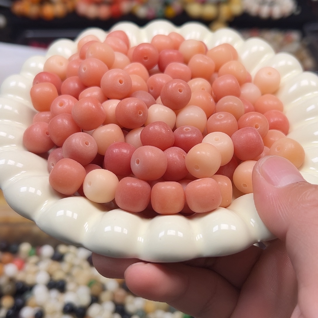 菩提根/象牙果手串500颗粉色桶珠12尺寸