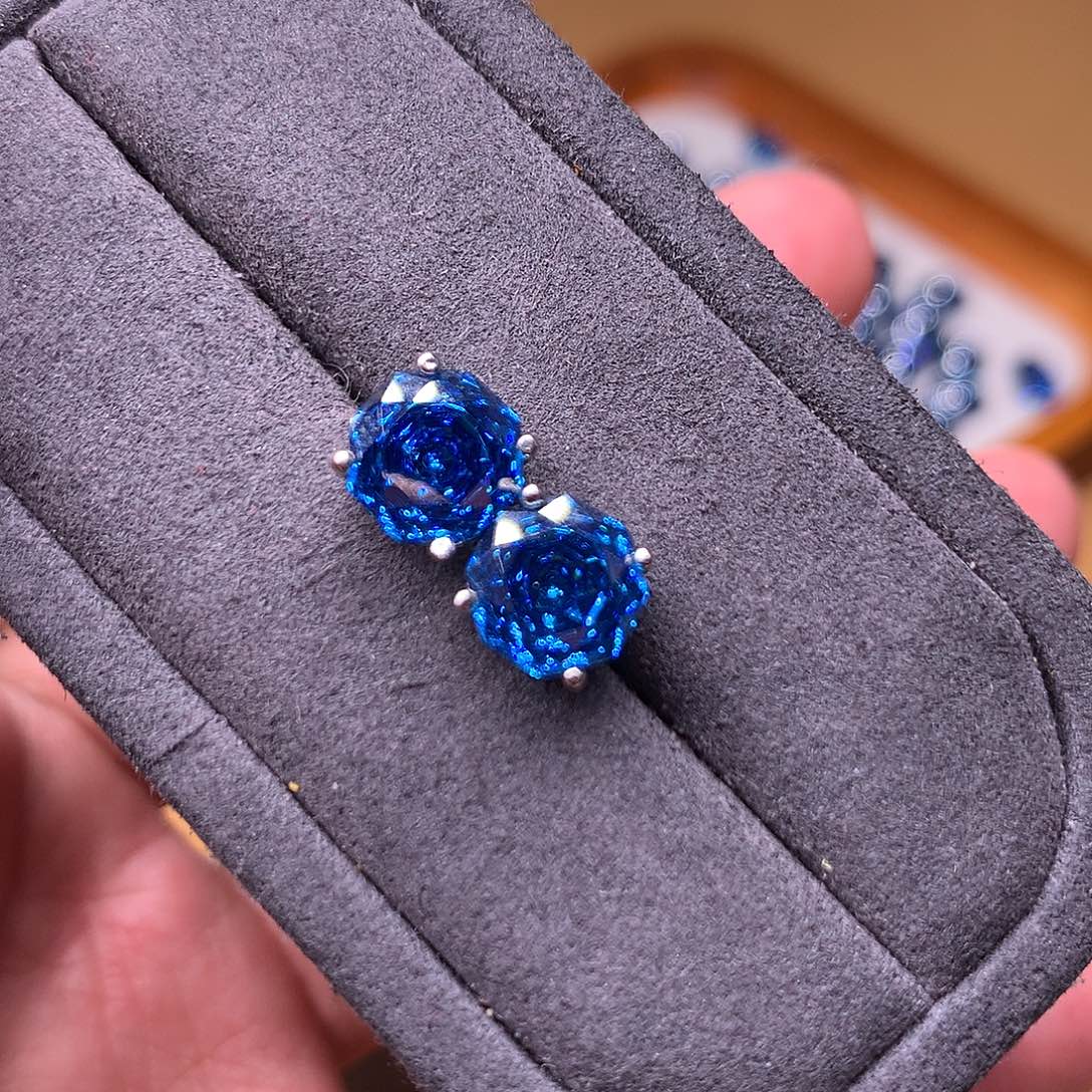 托帕石耳饰银S925镶嵌