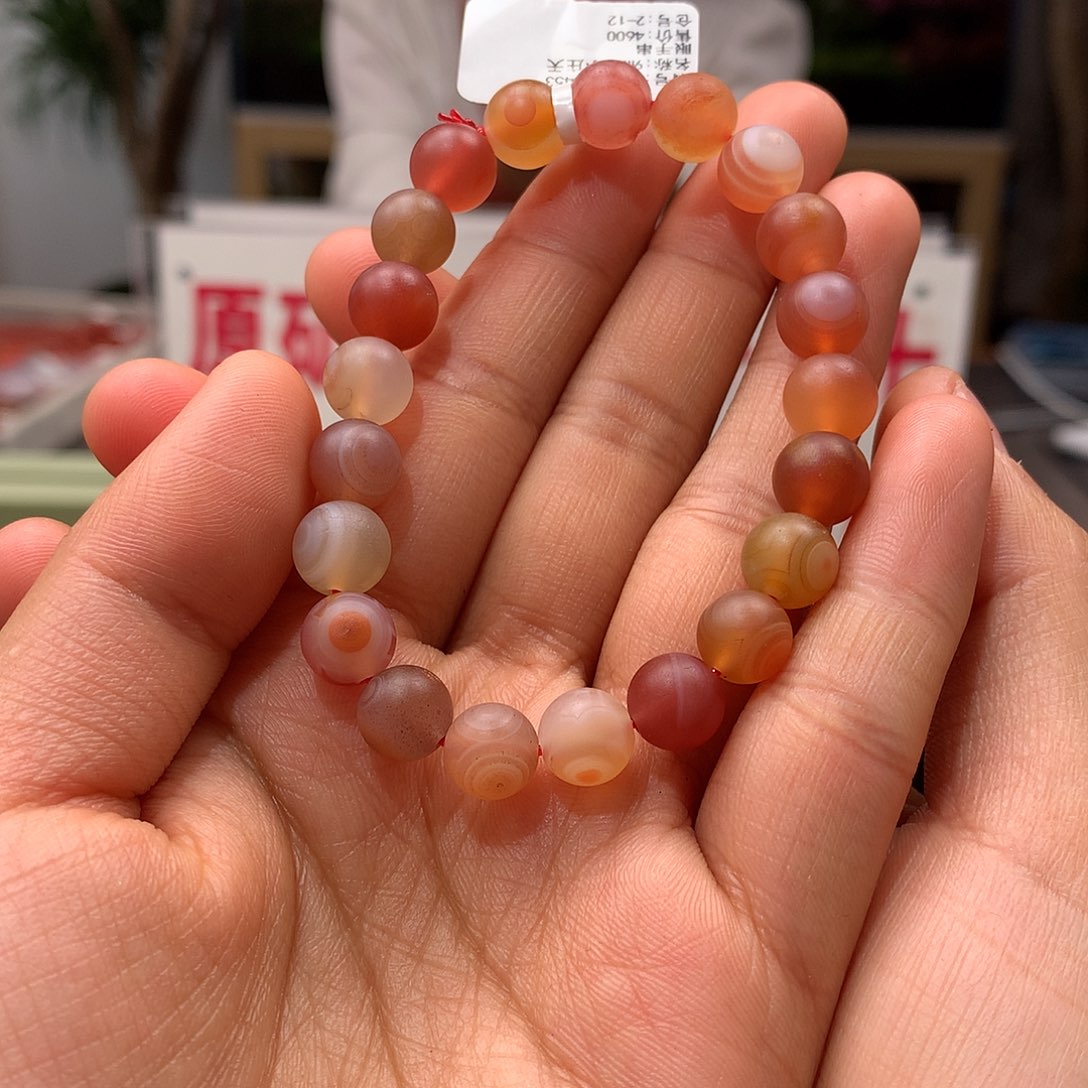 南红玛瑙8mm小庄柔光天眼单圈手串未镶嵌