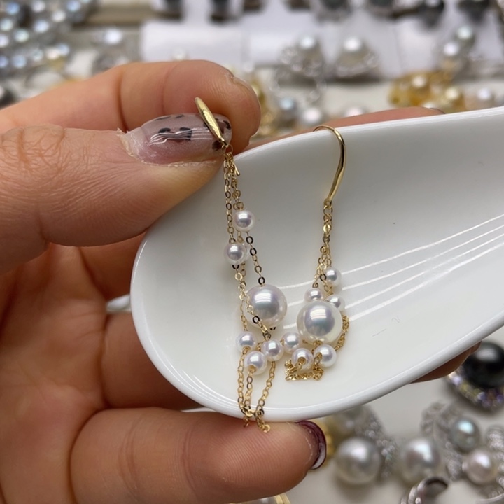 淡水珍珠耳饰18K金镶嵌