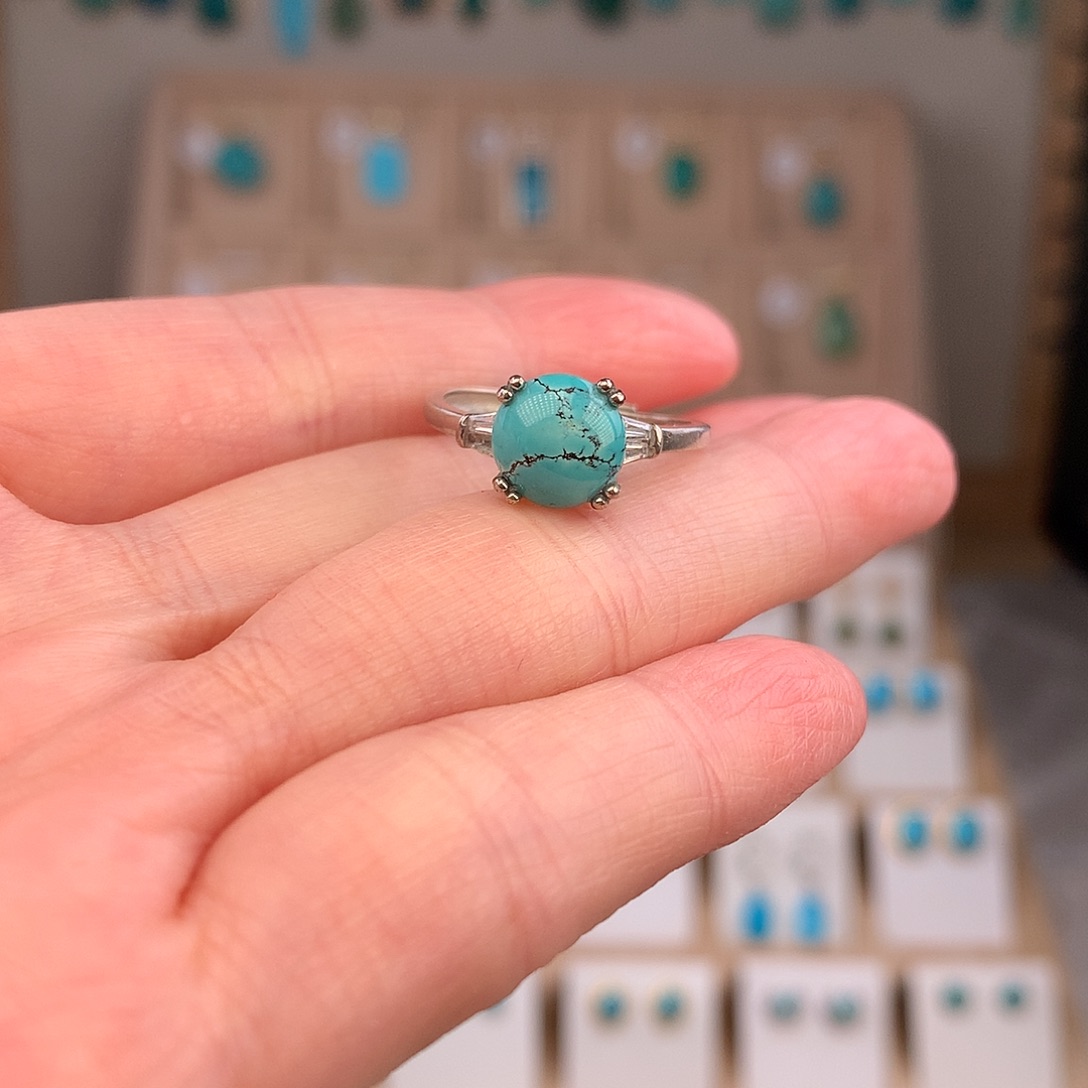 绿松石银S925镶嵌戒指